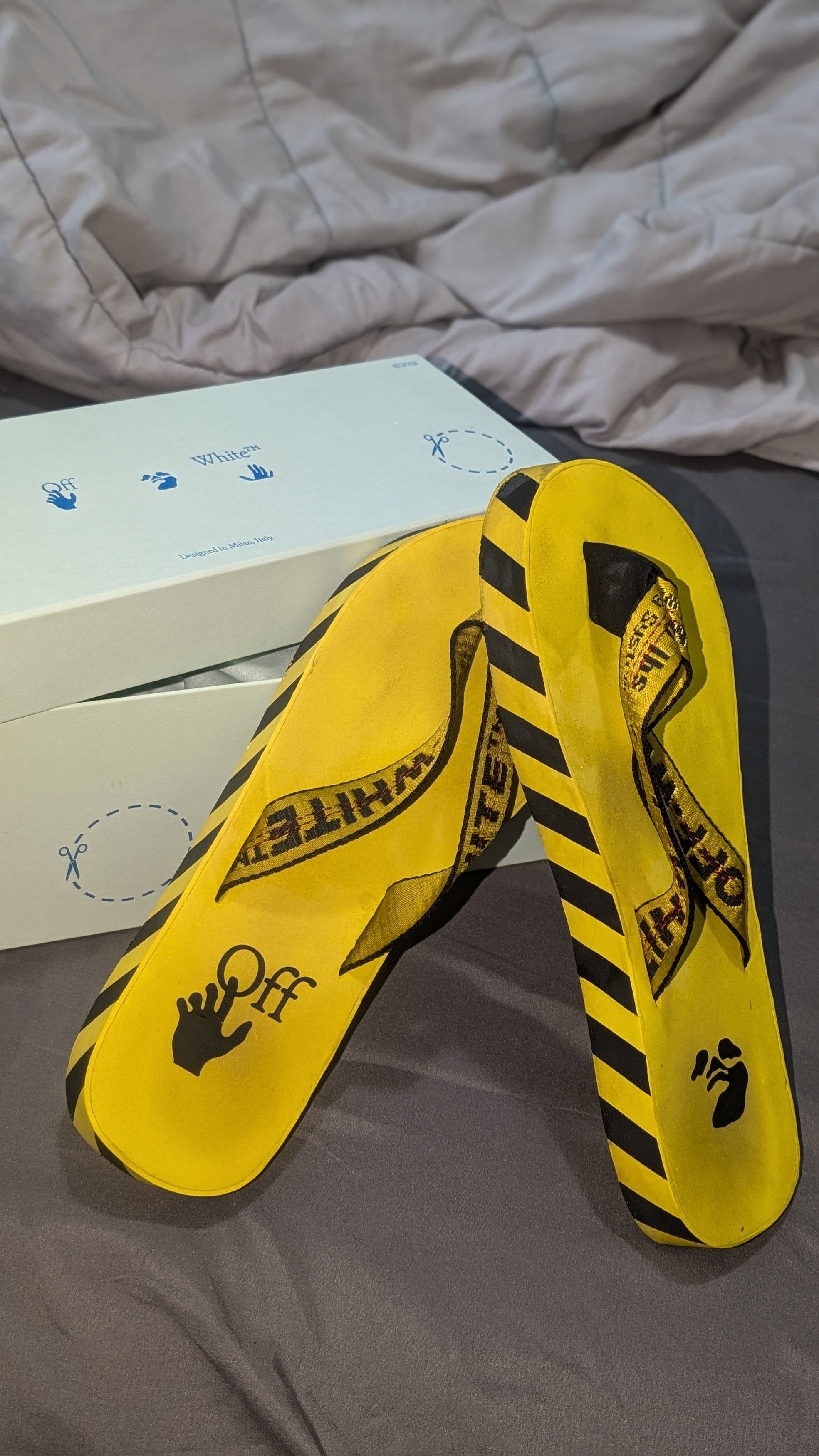 Off White Off white flip flops sandals Yellow Grailed