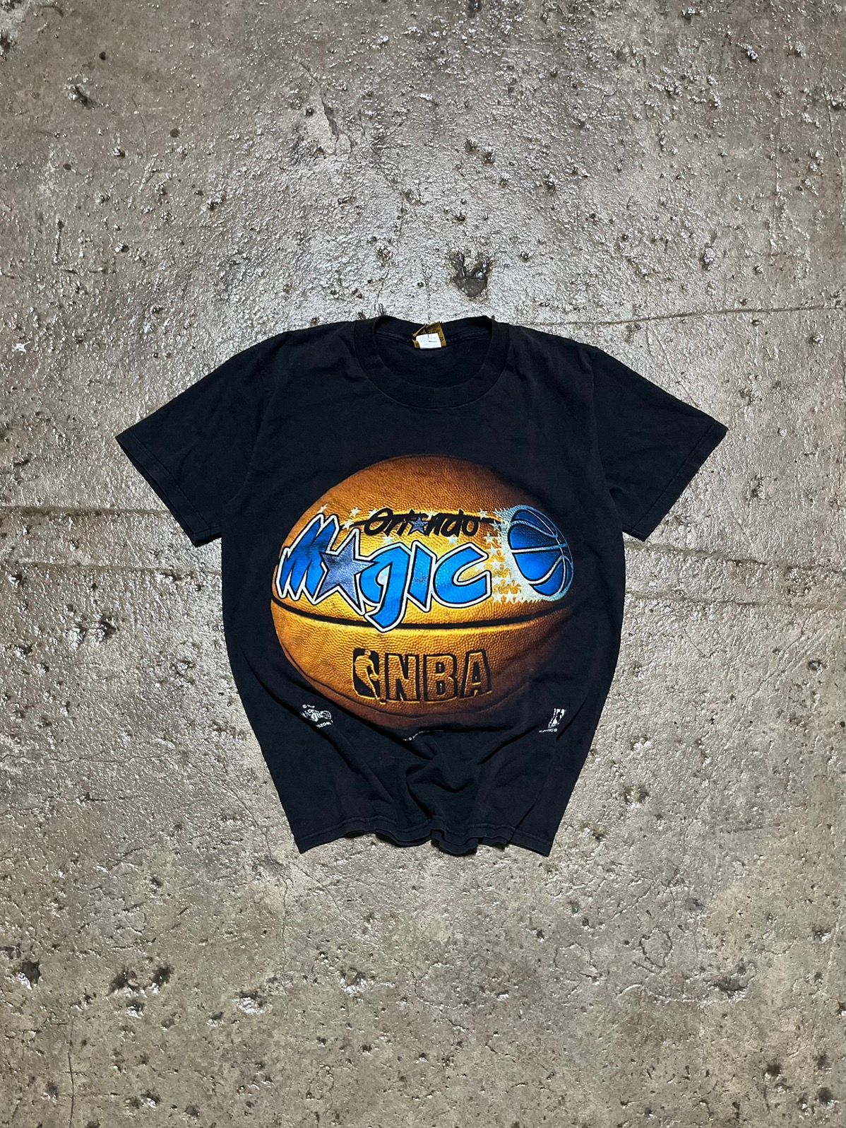 Pre-owned Nba X Vintage Crazy Vintage 90's Orlando Magic Nutmeg Nba Graphic Tee Shirt In Black