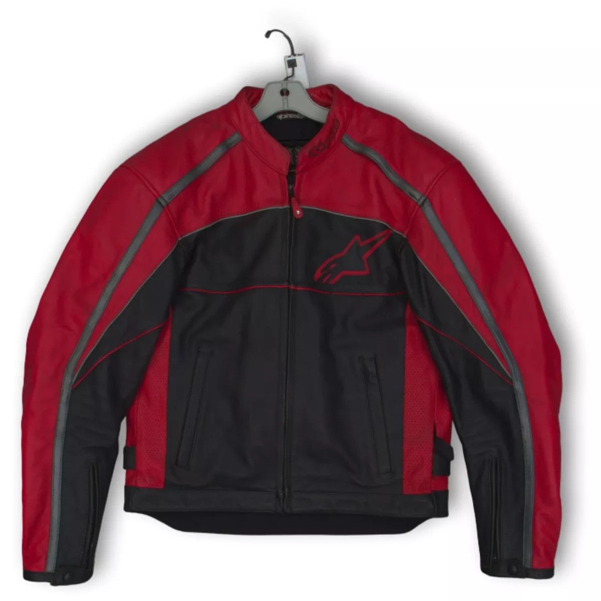 Alpinestars Alpinestars Red Black Cow Leather Motorcycle Mens Jacket Size US M / EU 48-50 / 2 - 1 Thumbnail