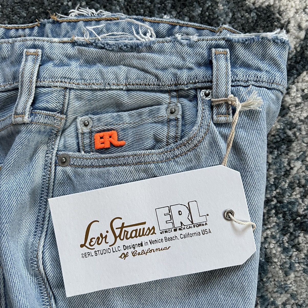 image of Erl x Levis Light Blue Stone Wash Low Rise Flare Jeans Denim A54280001 in Sky Blue, Women's