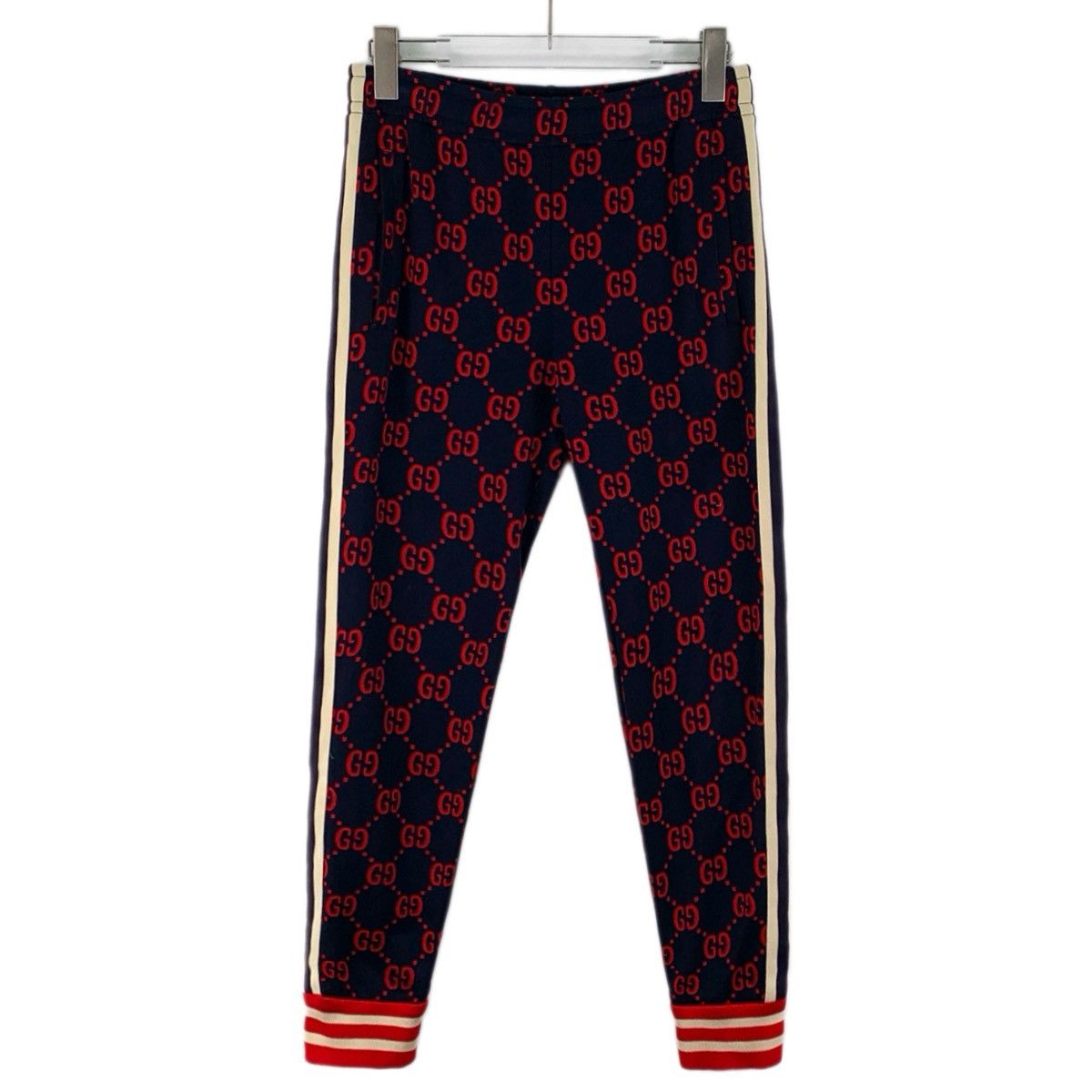 Gucci Gucci Navy All-over Logo Jacquard Cotton Casual Pants K26WX Size 27" / US 4 / IT 40 - 1 Thumbnail