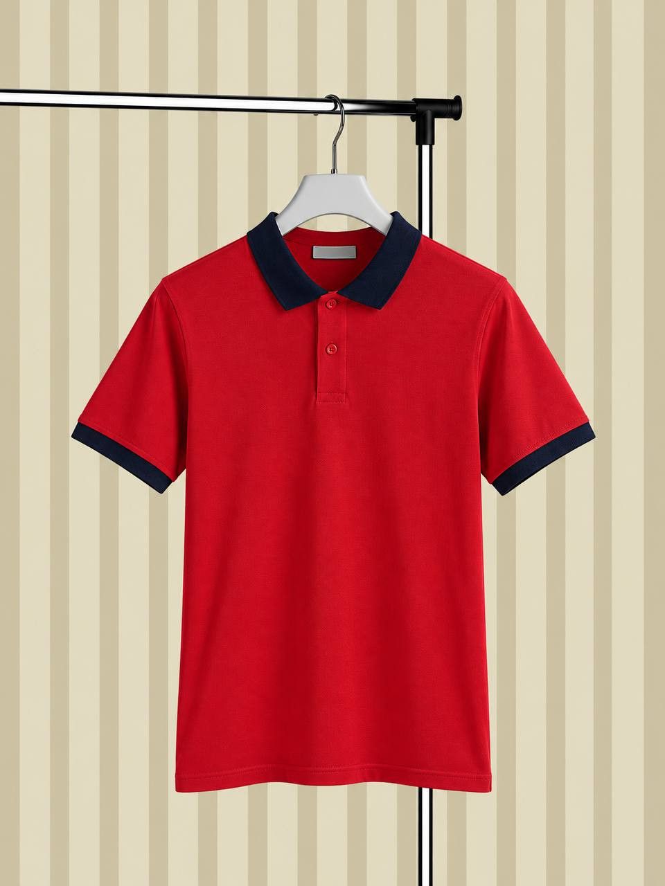 Vintage Moncler Polo Shirt Red Navy Blue Collar Short Sleeve Classic, Men's
