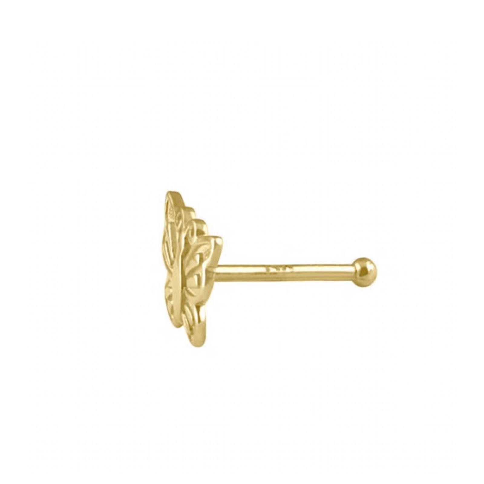NBDN Nobrandedon Solid 14K Gold Butterfly Nose Stud New Size ONE SIZE - 2 Thumbnail