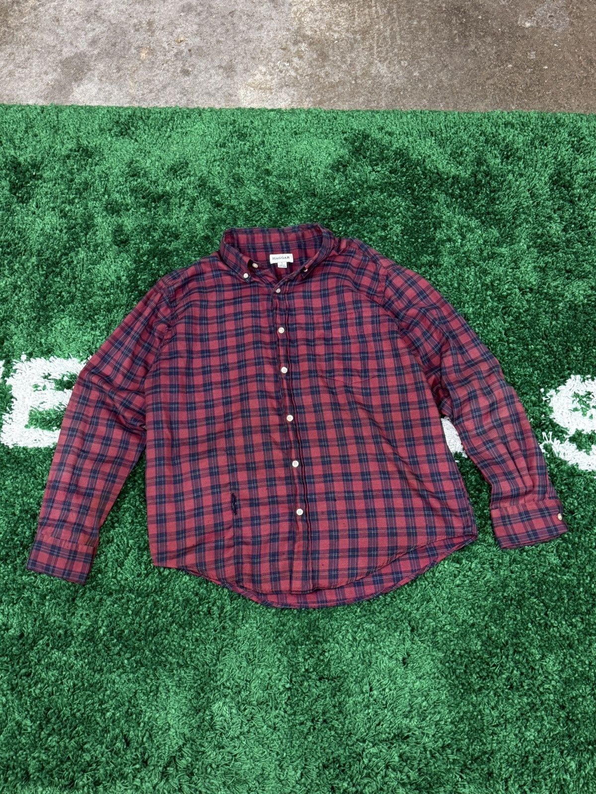 Haggar Haggar Distressed Flannel Shirt Red Plaid Large Size US L / EU 52-54 / 3 - 1 Thumbnail