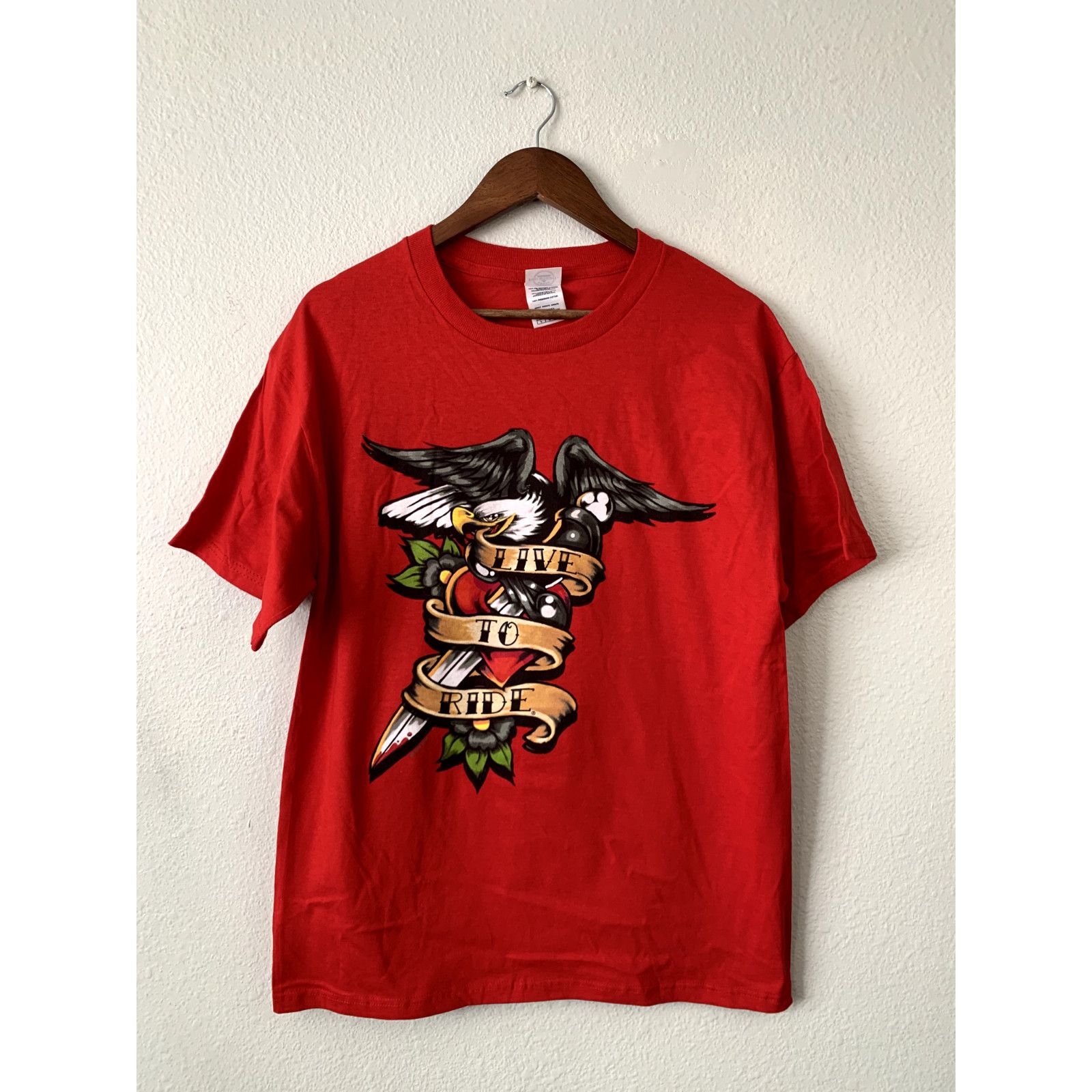 Delta Delta Pro Weight Live To Ride Eagle Red Graphic T-Shirt Size US L / EU 52-54 / 3 - 1 Thumbnail
