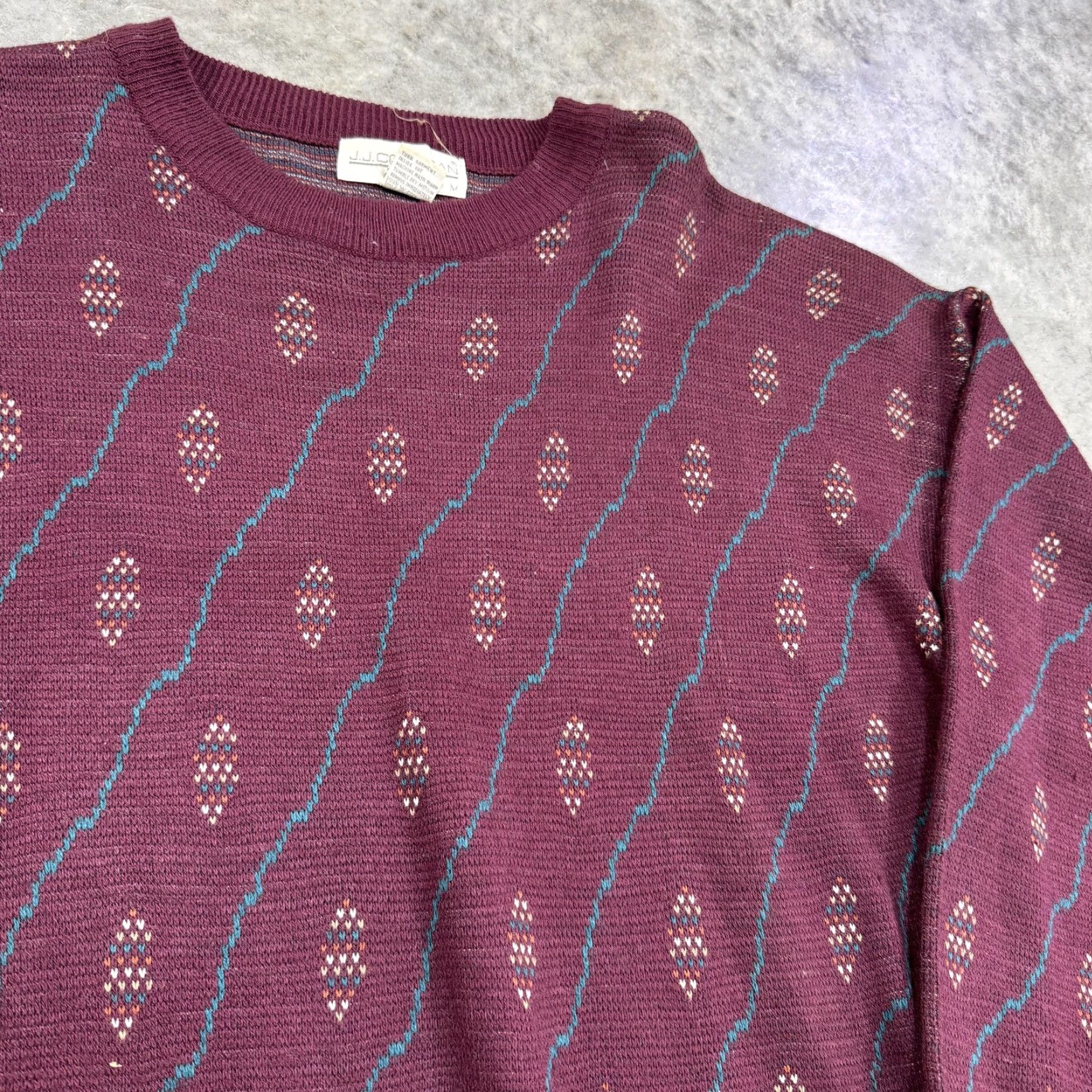 Vintage Vintage J.J. Cochran Sweater Mens Medium Pattern Knit Pullover 80s Hong Kong Size US M / EU 48-50 / 2 - 3 Thumbnail
