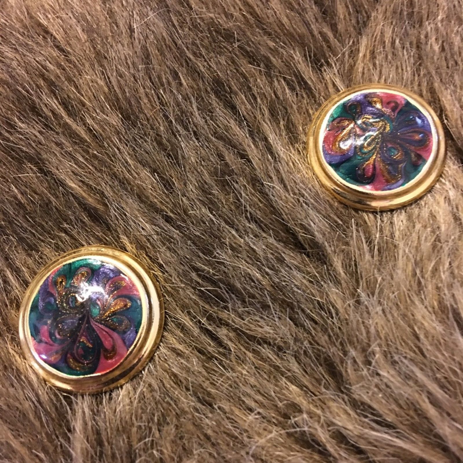 Vintage Vintage sparkle swirl enamel pierced earrings Size ONE SIZE - 3 Thumbnail