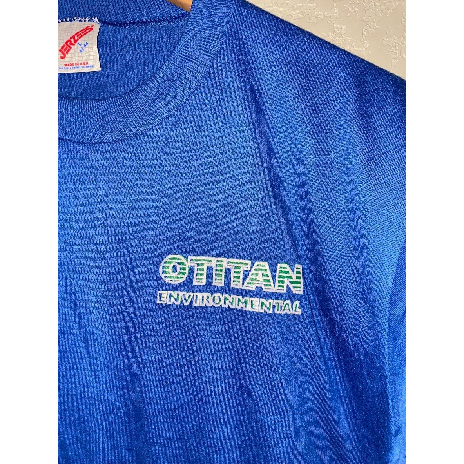 Jerzees Vintage Otitan Environmental Shirt Blue #7 Tee USA 90s Large Size US L / EU 52-54 / 3 - 2 Thumbnail
