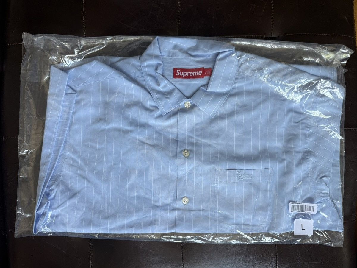 Supreme Supreme Stripe Short-Sleeve Pajama Shirt Light Blue Large Size US L / EU 52-54 / 3 - 3 Thumbnail