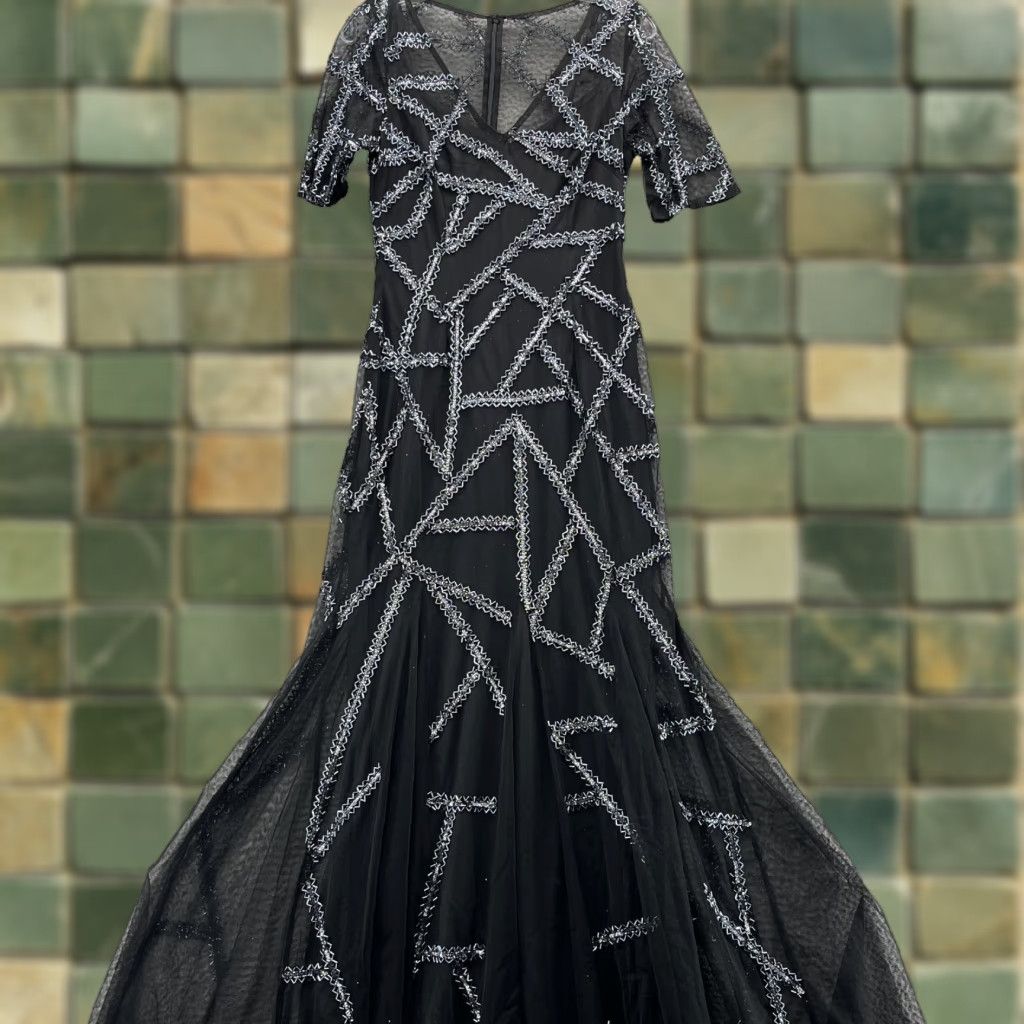 Adrianna Papell 90s woodland fairy whimsygoth beaded silk maxi dress |  Grailed