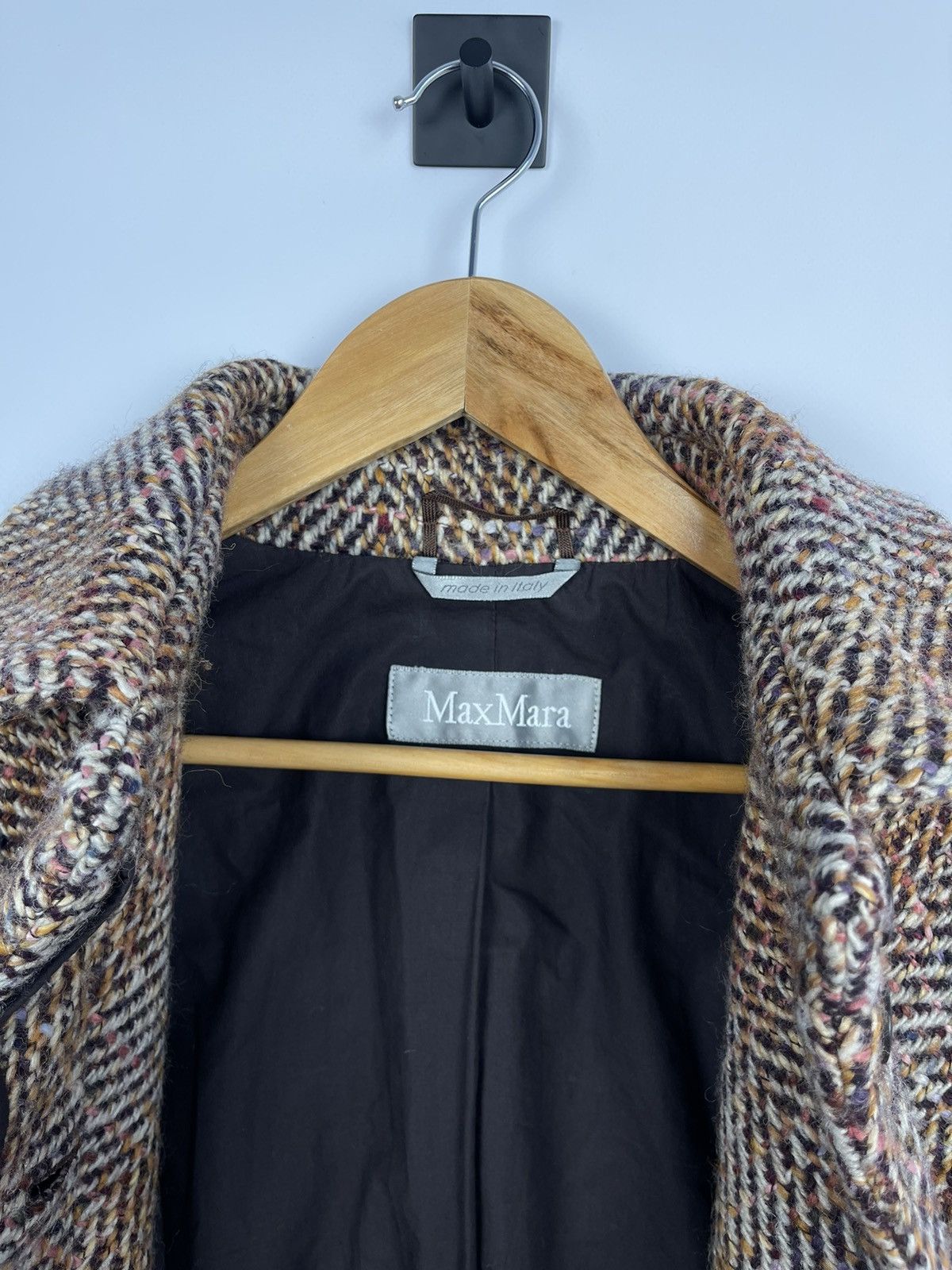 Max Mara Women's Vintage Tweed Wool Coat Jacket Size USA10