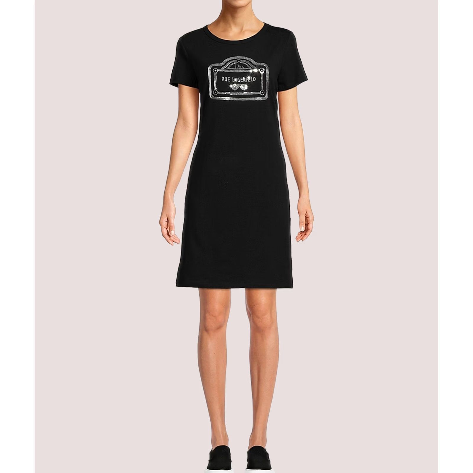 Karl Lagerfeld Karl Lagerfeld Womens Rue T-Shirt Dress Black Large Size L / US 10 / IT 46 - 1 Preview