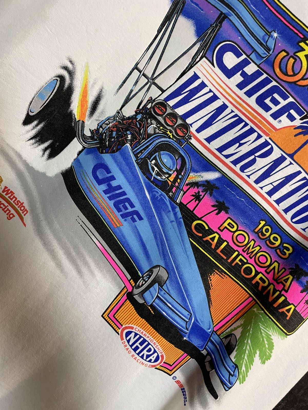Vintage Vintage 90s Nhra Winston Drag Racing Chief Tshirt USA Fox Size US XL / EU 56 / 4 - 7 Thumbnail