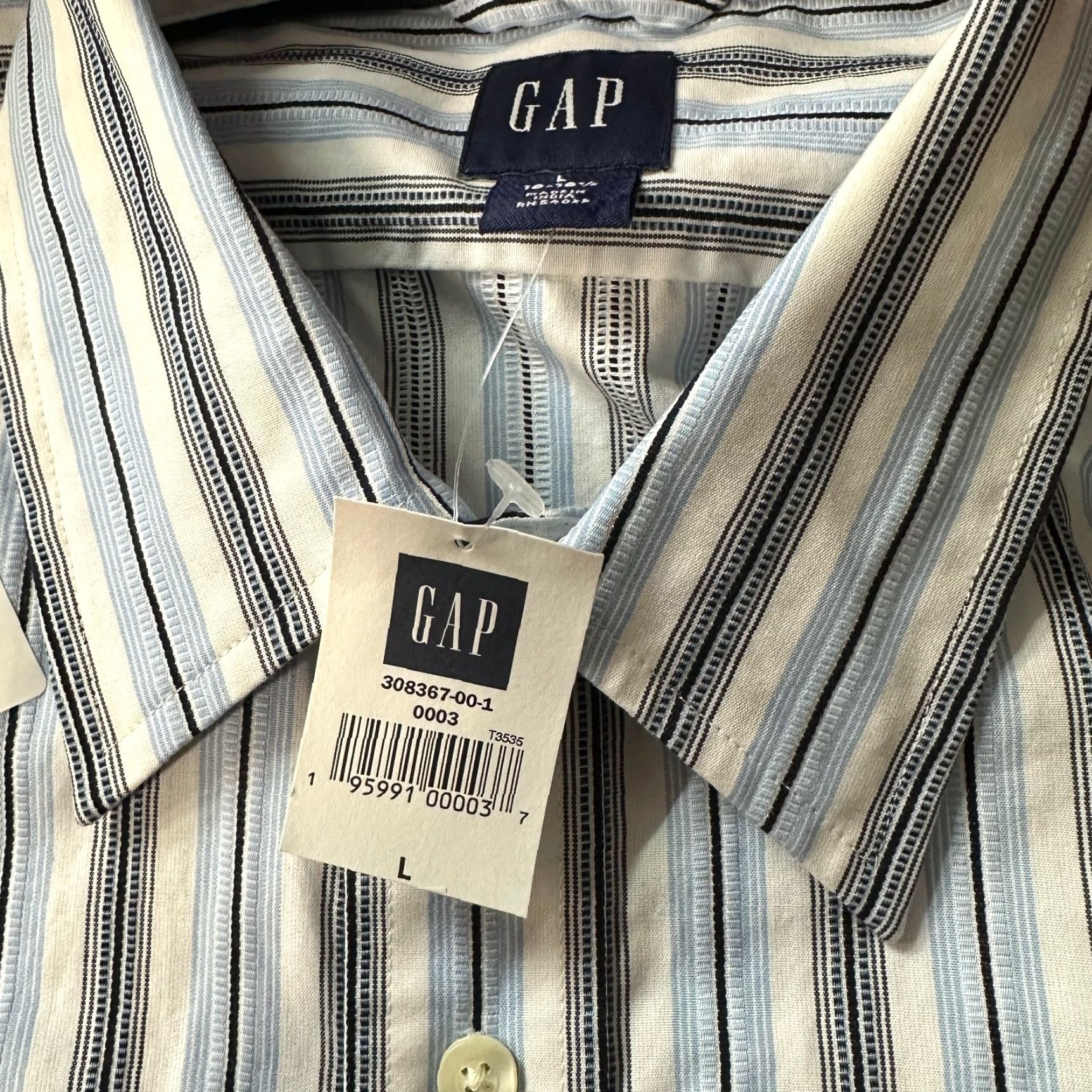 Gap VINTAGE GAP Button-Up Shirt Mens XL Blue Striped Long Sleeve Classic Fit Collared Button N/A Size US XL / EU 56 / 4 - 3 Thumbnail