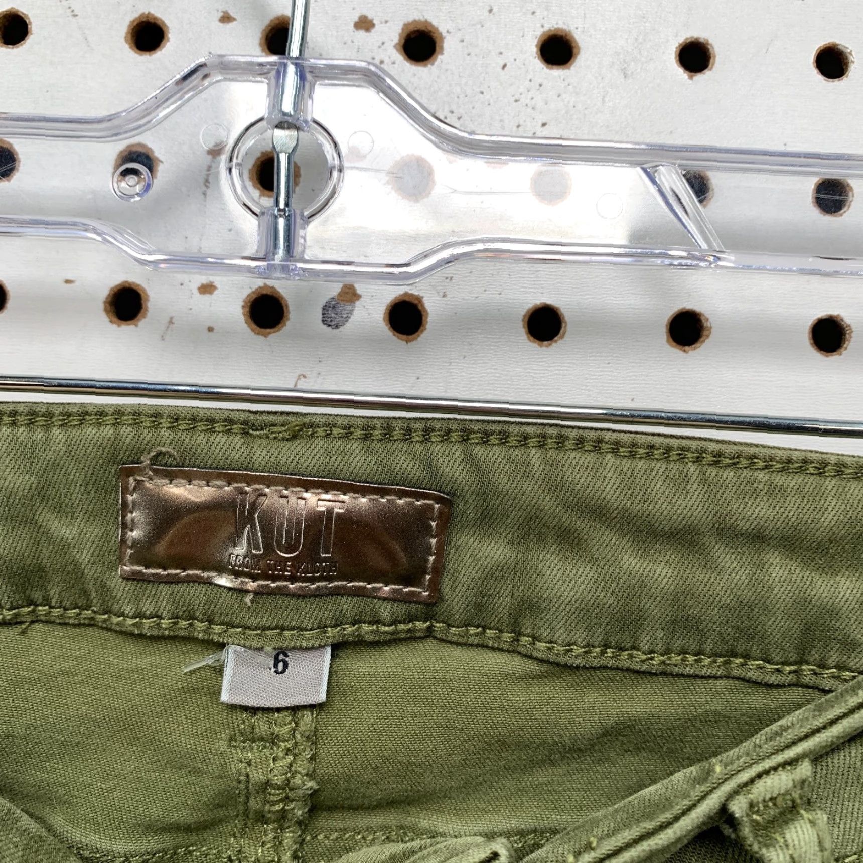 Vintage KUT from the Kloth Amy Crop Straight Leg Pants Womens 6 Olive Green Stretch 28x22.5 Size 28" / US 6 / IT 42 - 3 Thumbnail