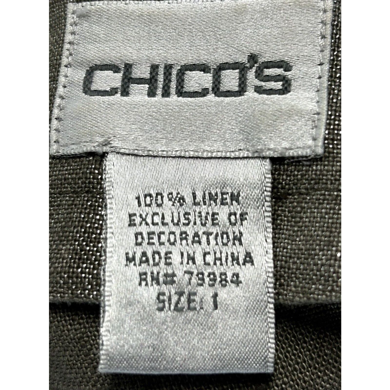 Vintage Chicos Beaded Linen Jacket Gray Medium Womens Size XS / US 0-2 / IT 36-38 - 7 Thumbnail