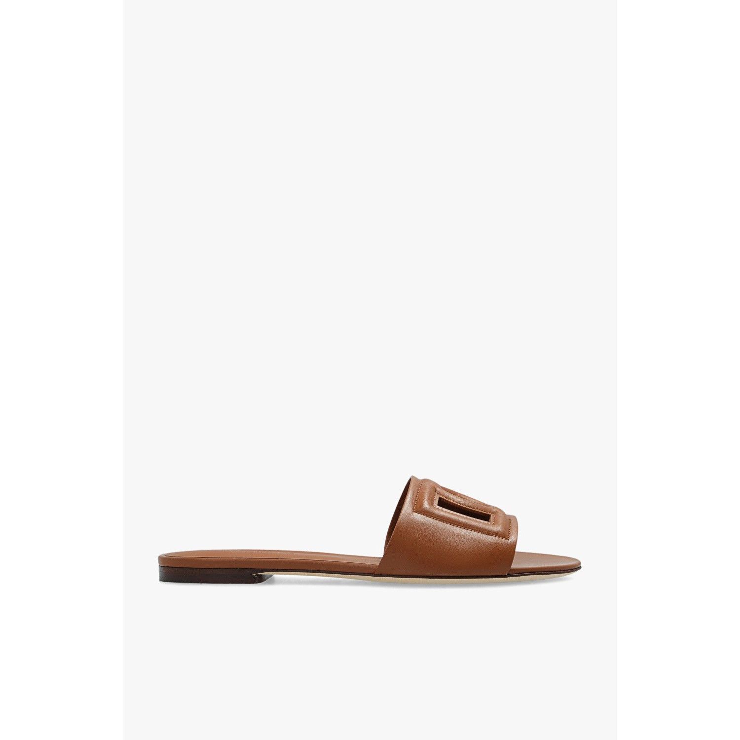 DOLCE&GABBANA Bianca Brown Leather Mules New & Authentic (Wo