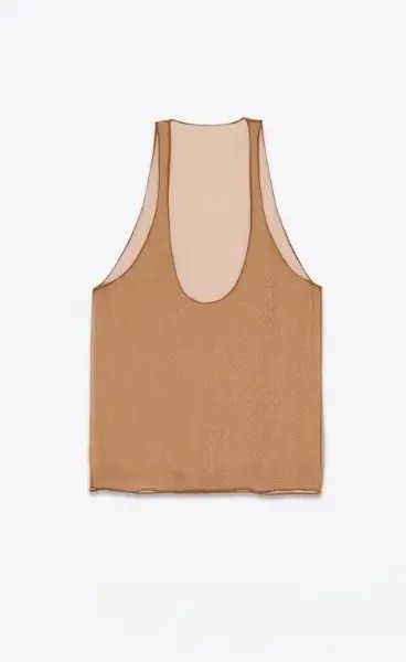 Saint Laurent Paris o1la1rc1a1225 776304 Tank Top in Silk Muslin in Camel Size US XL / EU 56 / 4 - 3 Thumbnail