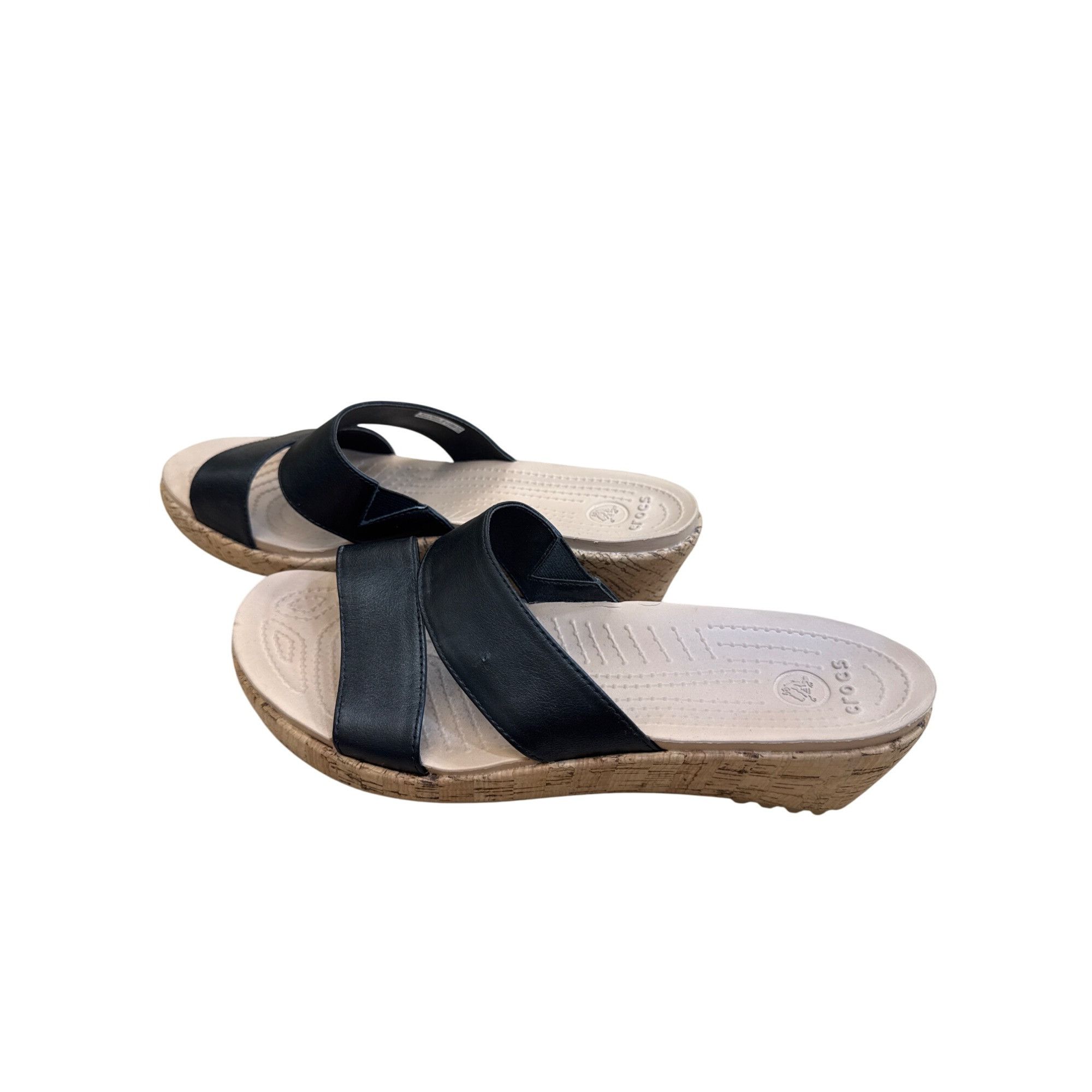 Crocs Crocs Womens Black Cork Wedge Sandals Size 10W SKU8135 Size US 10 / IT 40 - 3 Thumbnail
