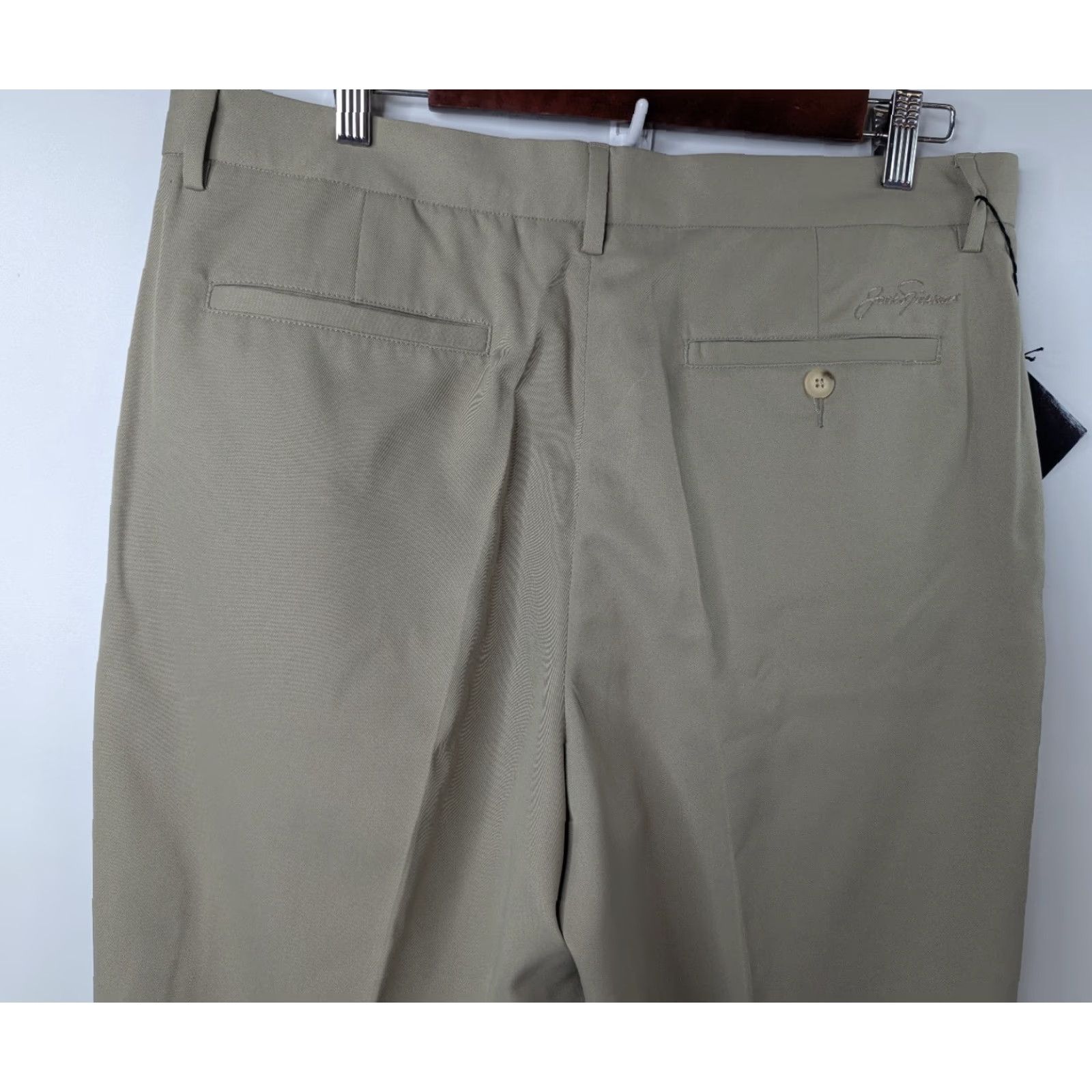 Vintage NWT Jack Nicklaus Performance Men's Khakis Taupe Pleated Golf Dress Pants 36W Regular Inseam 32" Size US 36 / EU 52 - 5 Thumbnail