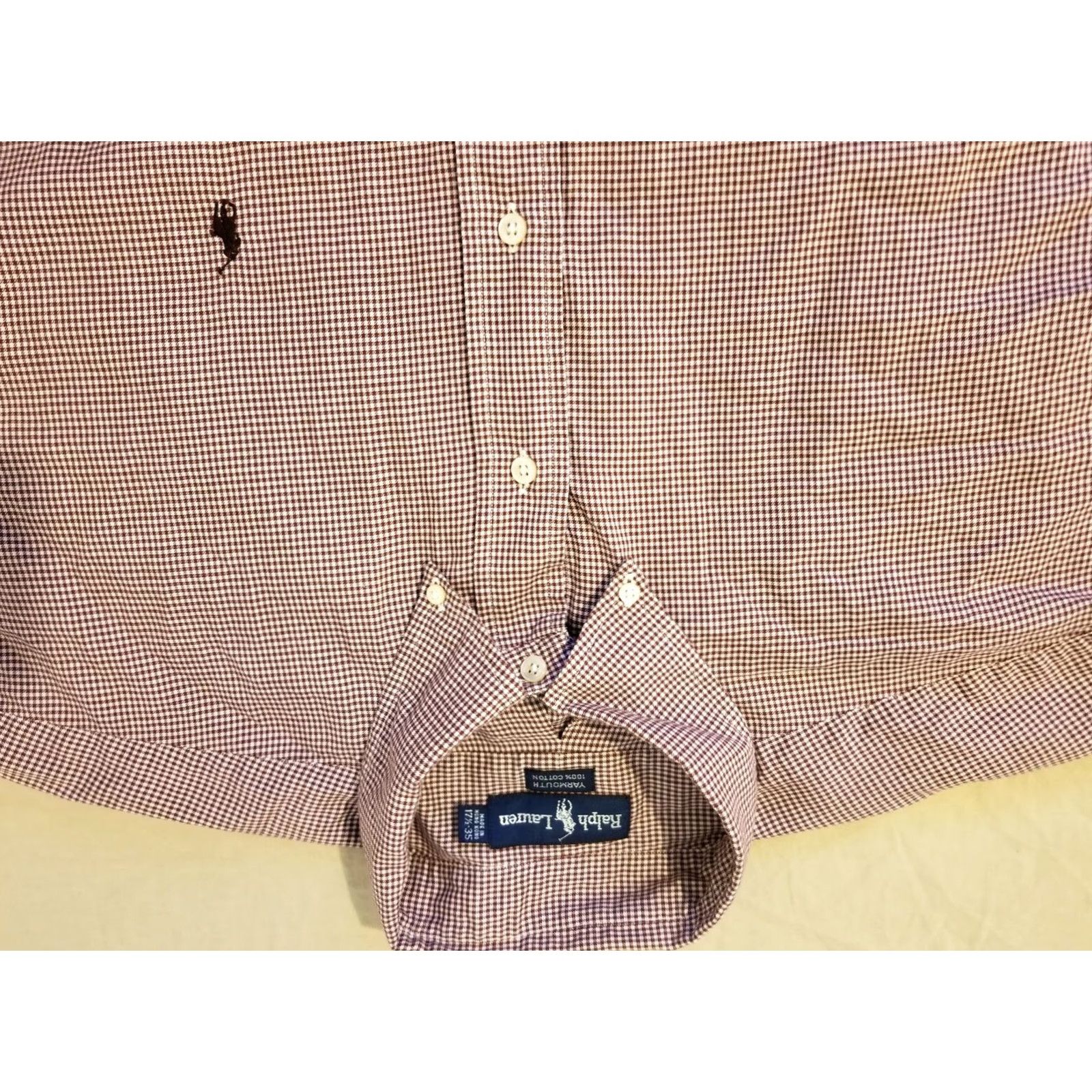 Polo Ralph Lauren VINTAGE Mens Polo Ralph Lauren Dress Shirt 17.5 Red Cotton Button Long Sleeve Mens Dress Shirt 17.5 Red Cotton Button Size 48R - 2 Thumbnail