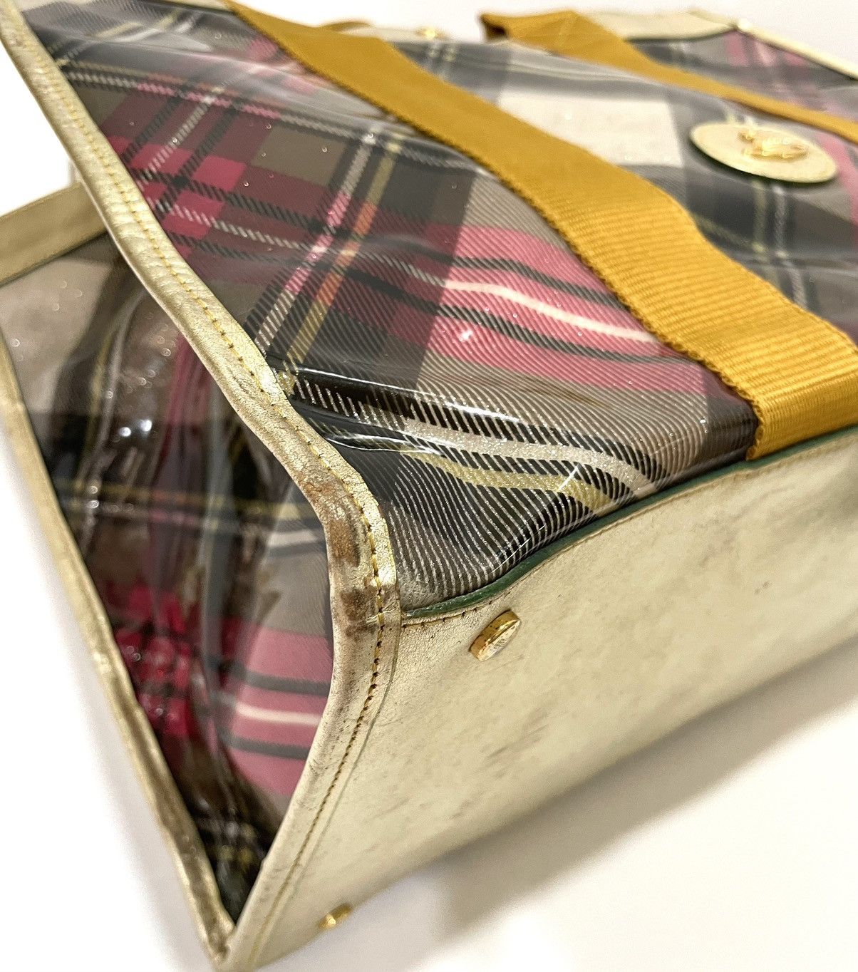 Vivienne Westwood Tartan PVC Tote with Matching Pouch – Gold Trim Size ONE SIZE - 22 Thumbnail