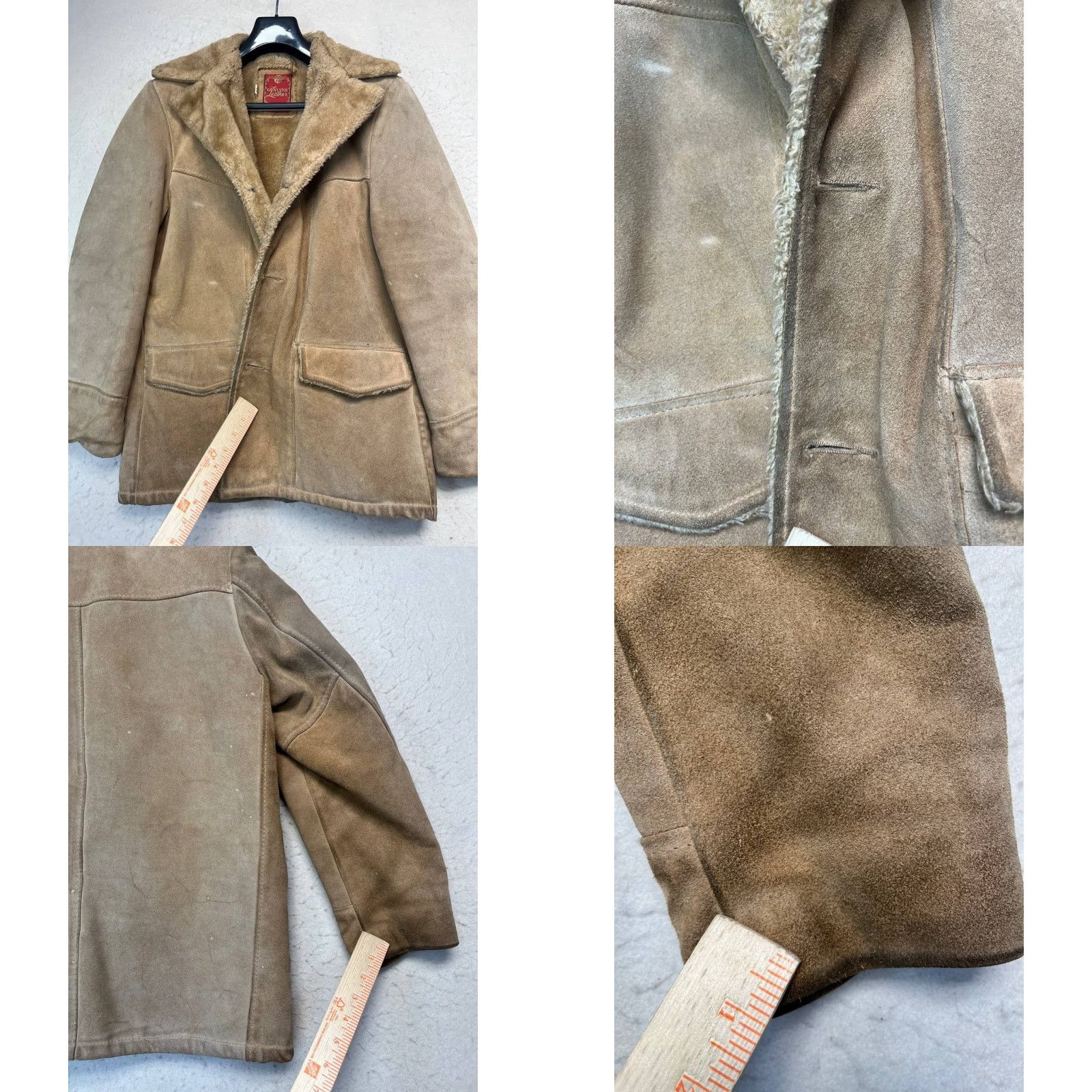 Vintage VINTAGE Genuine Leather Suede Heavy Jacket Mens Mid-Length Brown L See Pic Pockets Lined Classic Outdoor Retro USA American Jacket Size US L / EU 52-54 / 3 - 9 Thumbnail