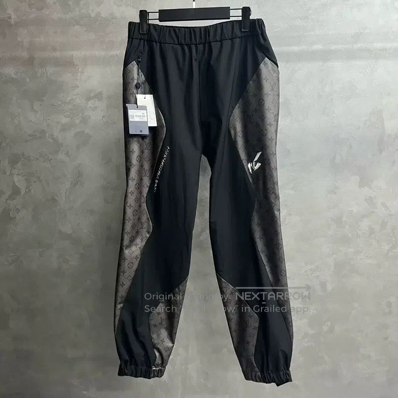 Louis Vuitton Black Logo print paneled elastic-waist knit