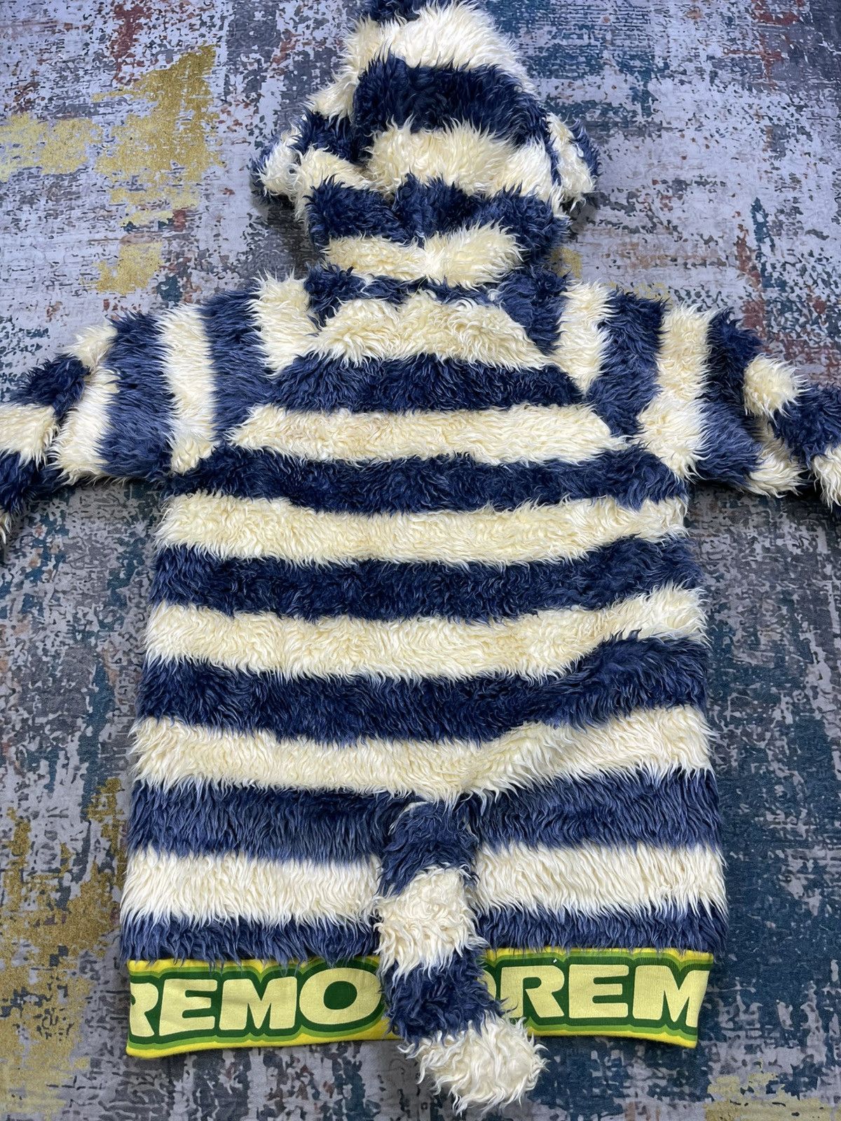 Japanese Brand Joyful And Monster Plush Whimsical Striped Fuzzy Jacket Size XS / US 0-2 / IT 36-38 - 2 Thumbnail