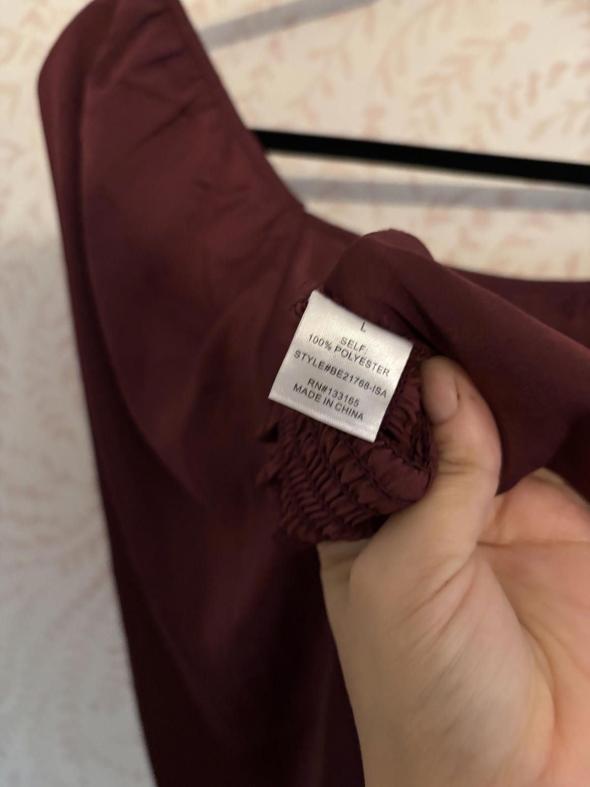 Other Altar'd State Crop Long Sleeve Square Neck Burgundy Top L Size L / US 10 / IT 46 - 8 Thumbnail