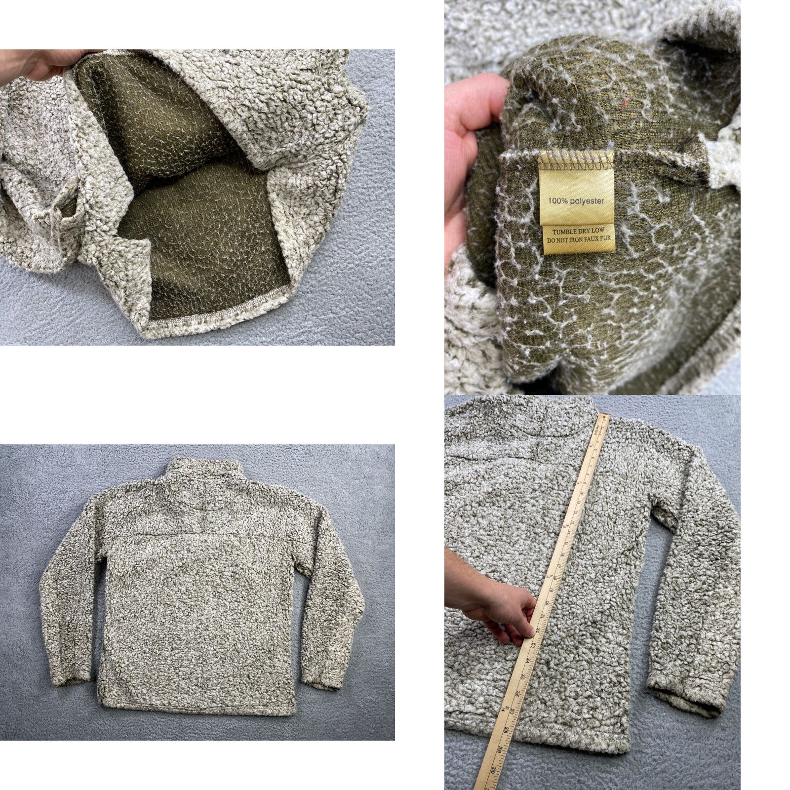 Vintage True Grit Sweater Mens Medium Beige Sherpa Fuzzy Fleece Pullover 1 4 Zip Grailed