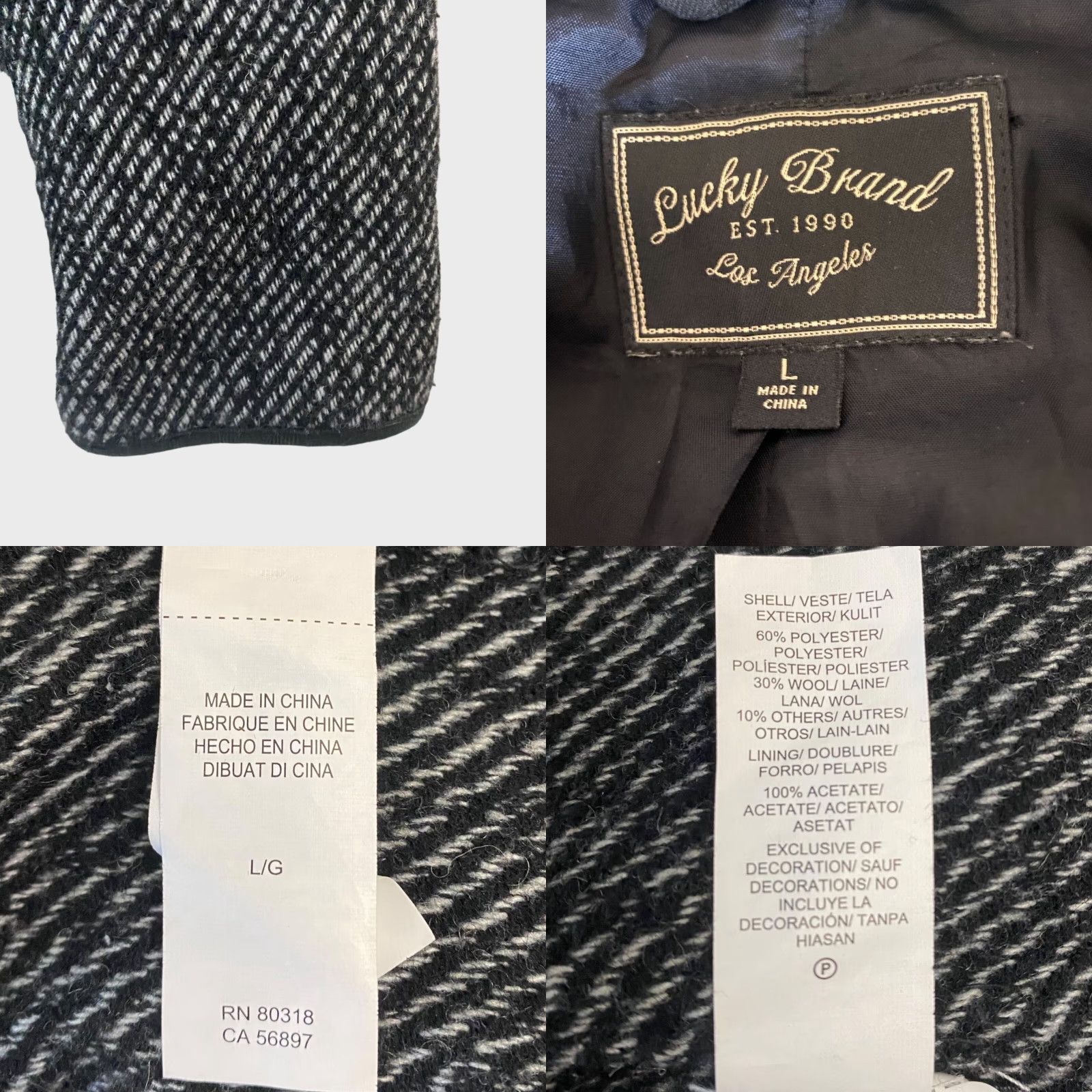 Lucky Brand VINTAGE Lucky Brand Pea Coat Jacket Womens Large Gray Wool Blend Double-Breasted Size L / US 10 / IT 46 - 8 Thumbnail