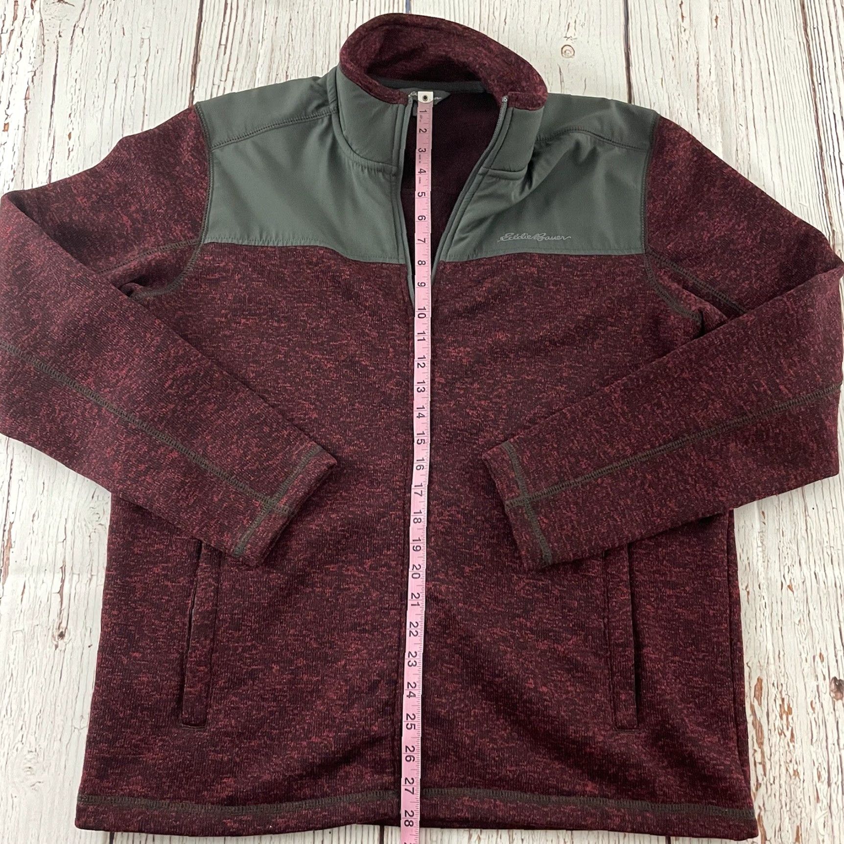 Eddie Bauer VINTAGE Eddie Bauer Full Zip Knit Fleece Jacket Mens Large Maroon Gray Better Sweater Jacket Men L Maroon Gray Fleece Post-1990s style? Size US L / EU 52-54 / 3 - 4 Thumbnail