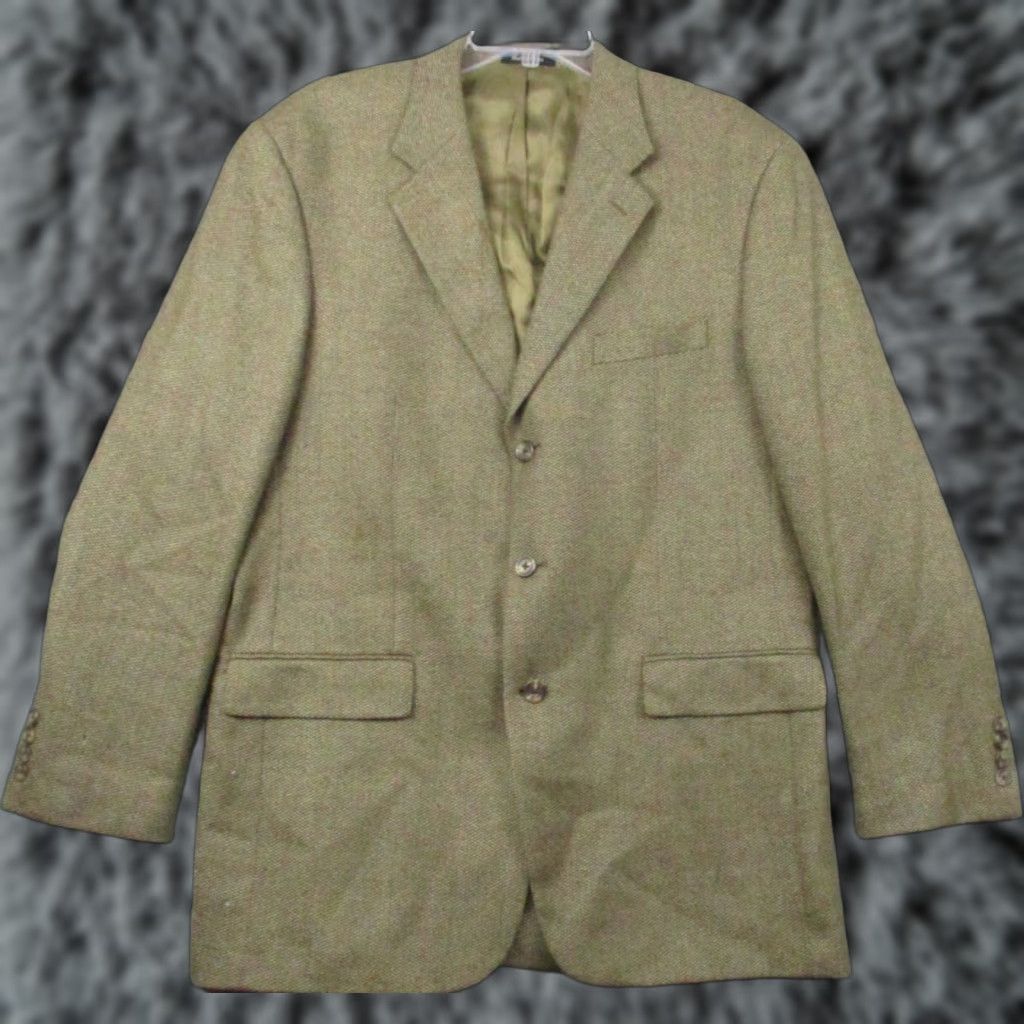 Ralph Lauren LAUREN RALPH LAUREN Sport Jacket 42L Blazer Brown Wool Tweed Notch Lapel Wool Lining 4-Button Sleeve Men Blazer 42L Regular Vintage Sports Theme Mens Size 42R - 1 Thumbnail