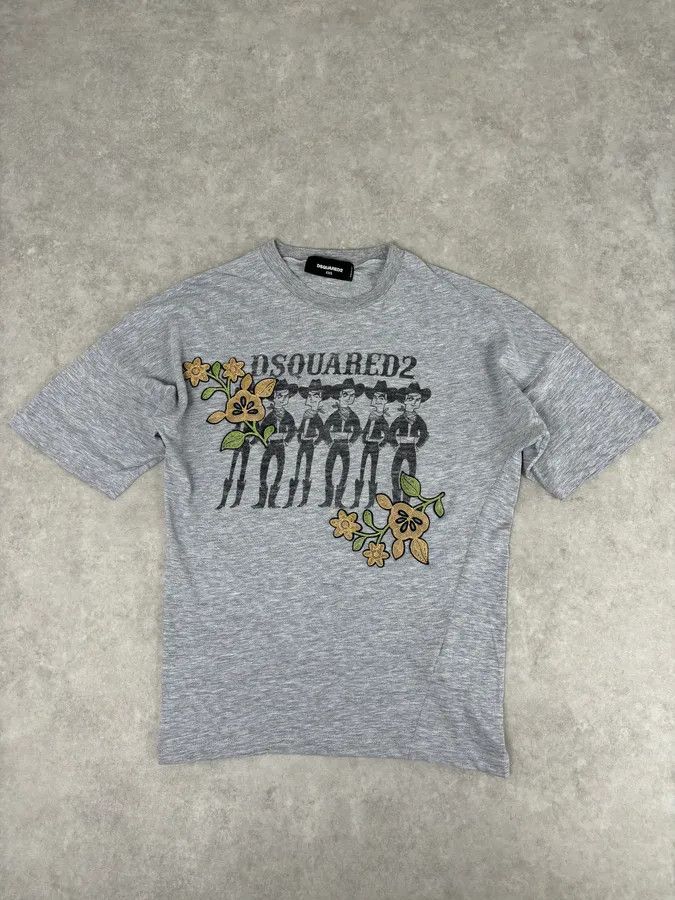Dsquared2 AW2018 Dsquared2 Grey Cowboys Floral Embroidered T-Shirt Size US S / EU 44-46 / 1 - 4 Thumbnail