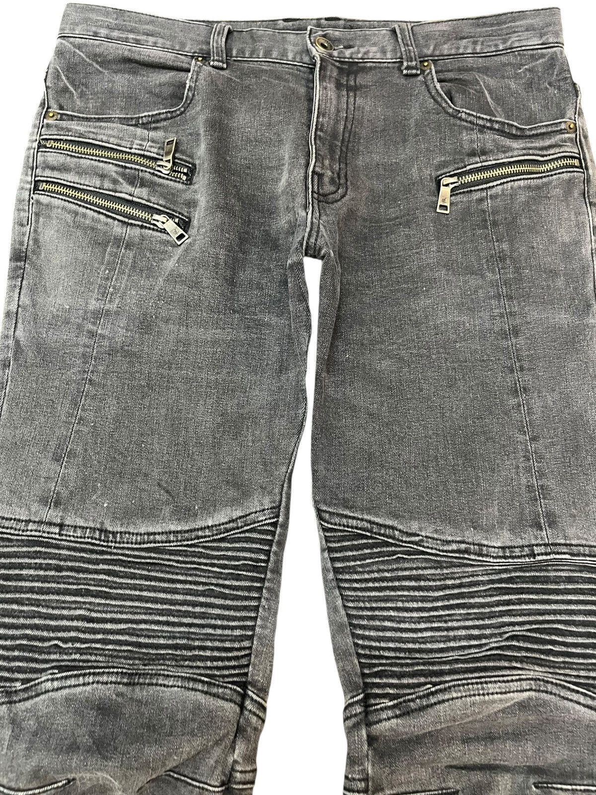 Schlussel Vintage Schlussel Multi Zipper Pocket Biker Denim Size US 33 - 2 Thumbnail