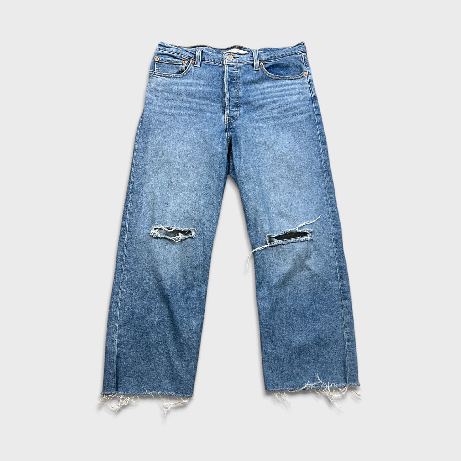 Levi's × Vintage Levi's Ribcage Straight Ankle Jeans High Rise Distress Denim Size 32" / US 10 / IT 46 - 1 Thumbnail