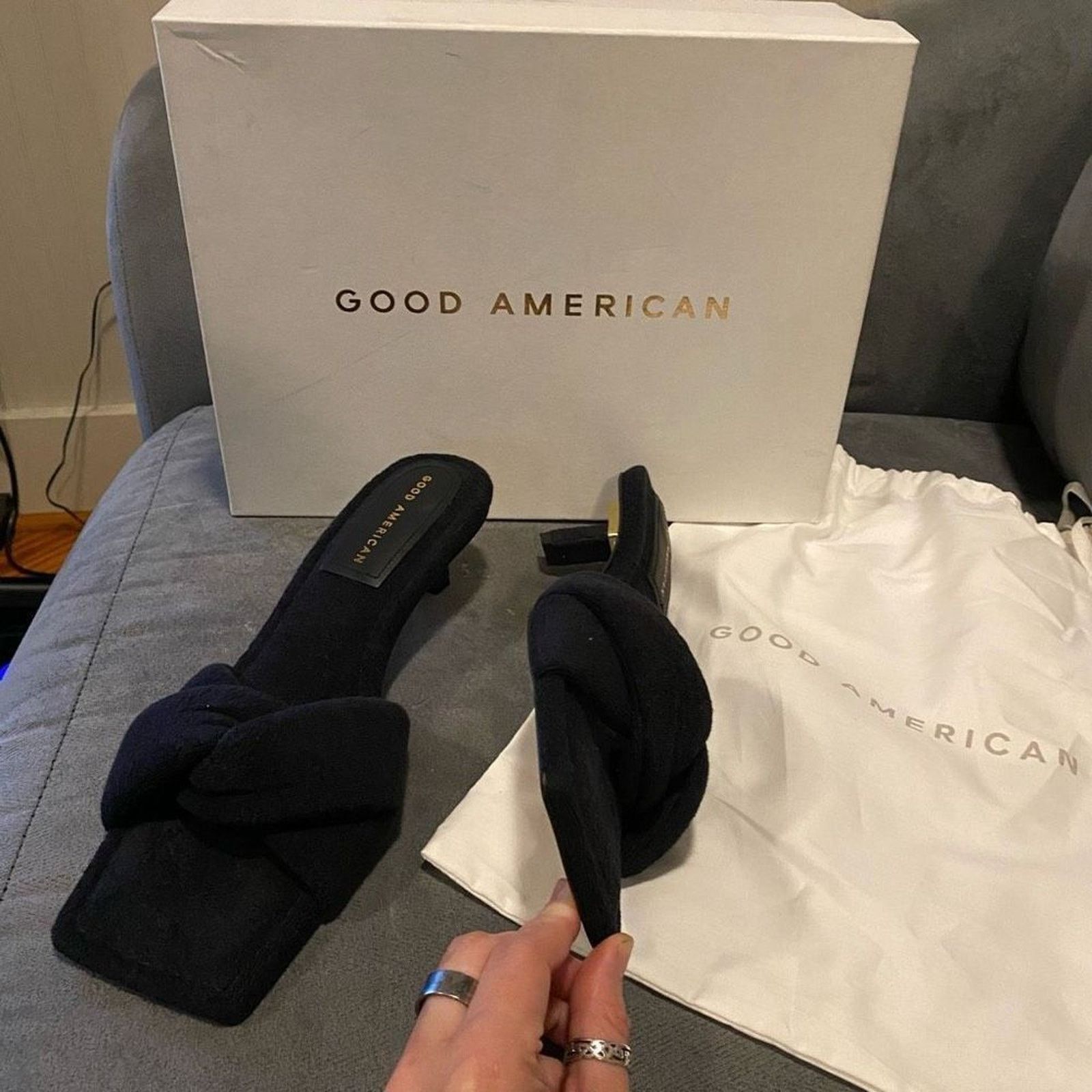 Good American Good American NIB Terry Kickstand Heel Black, Sz 9, $185 Size US 9 / IT 39 - 5 Thumbnail