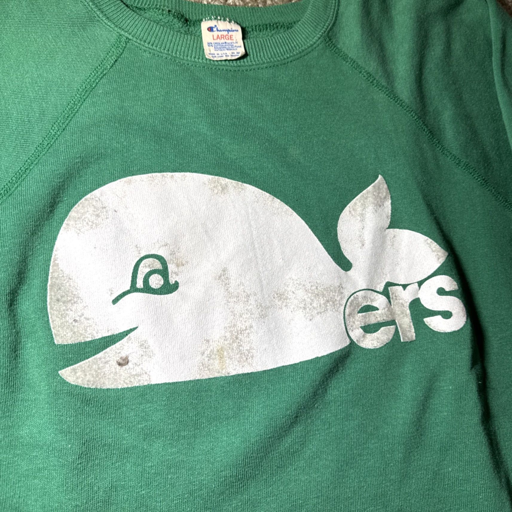 Champion VINTAGE Hartford Whalers Champion Crewneck Sweatshirt NHL Defunct Large Unisex Adults L Green Pullover Mens Size US L / EU 52-54 / 3 - 4 Thumbnail