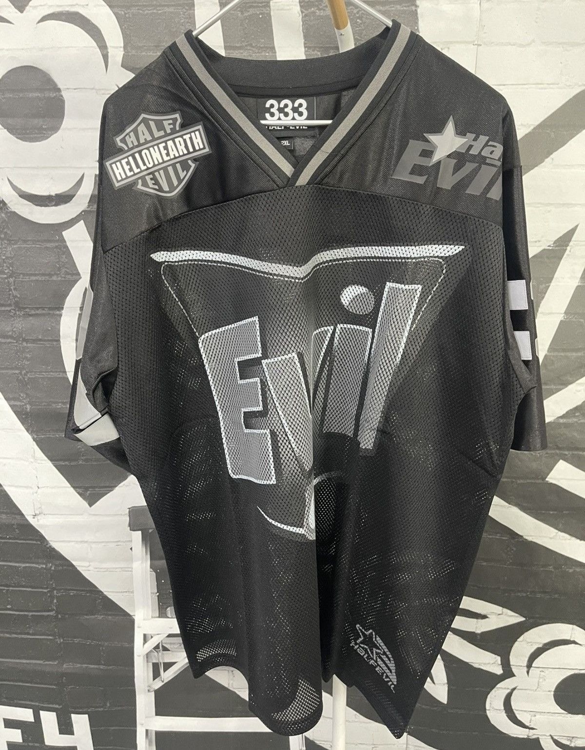 Half Evil ⚡️ Half Evil 333 Football Raid Jersey Black Size Large ⚡️ Size US L / EU 52-54 / 3 - 3 Thumbnail