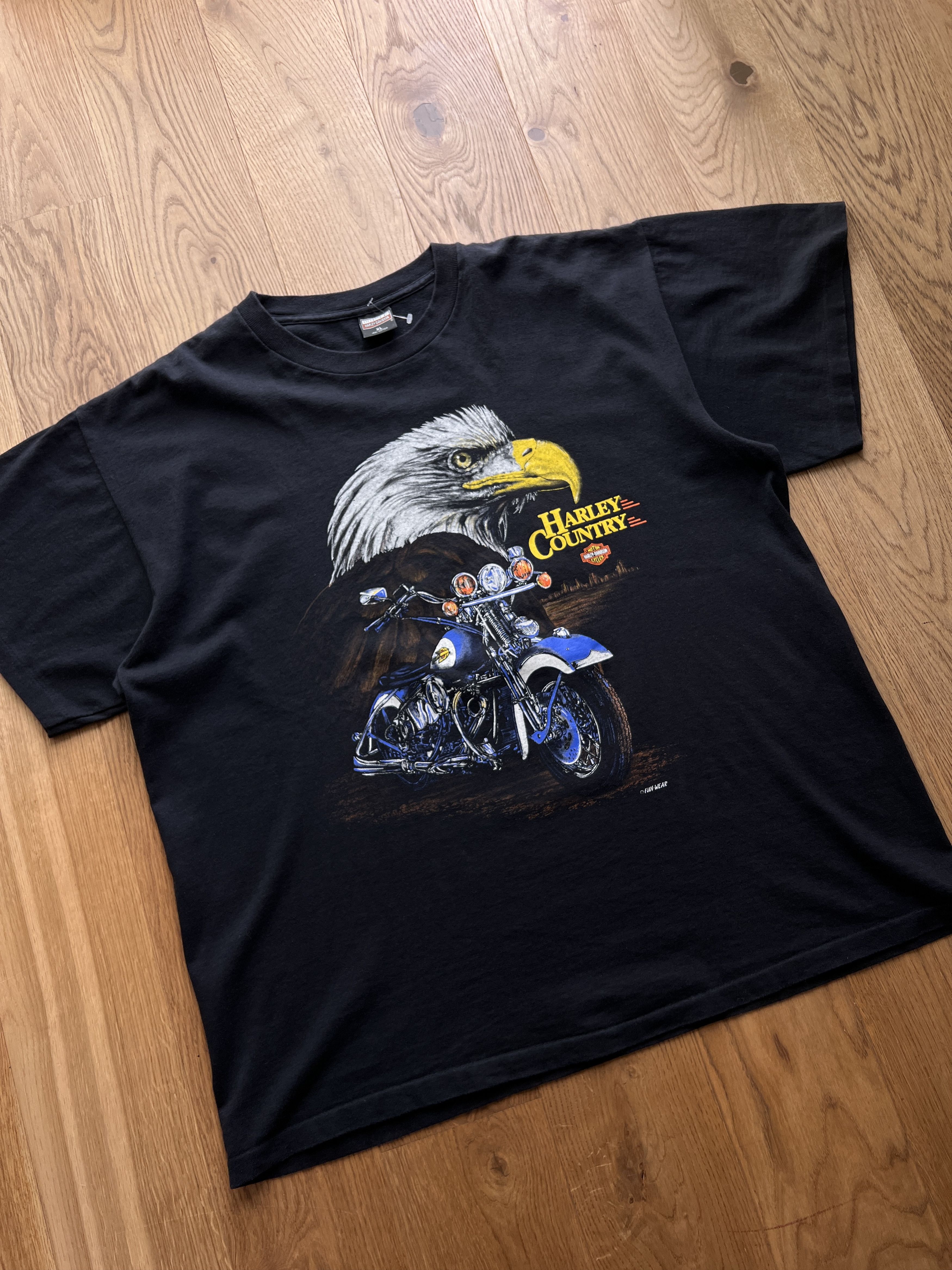 Harley Davidson Rare! HD 1990s USA Fun wear eagle t shirt single stitch tee Size US XL / EU 56 / 4 - 3 Thumbnail