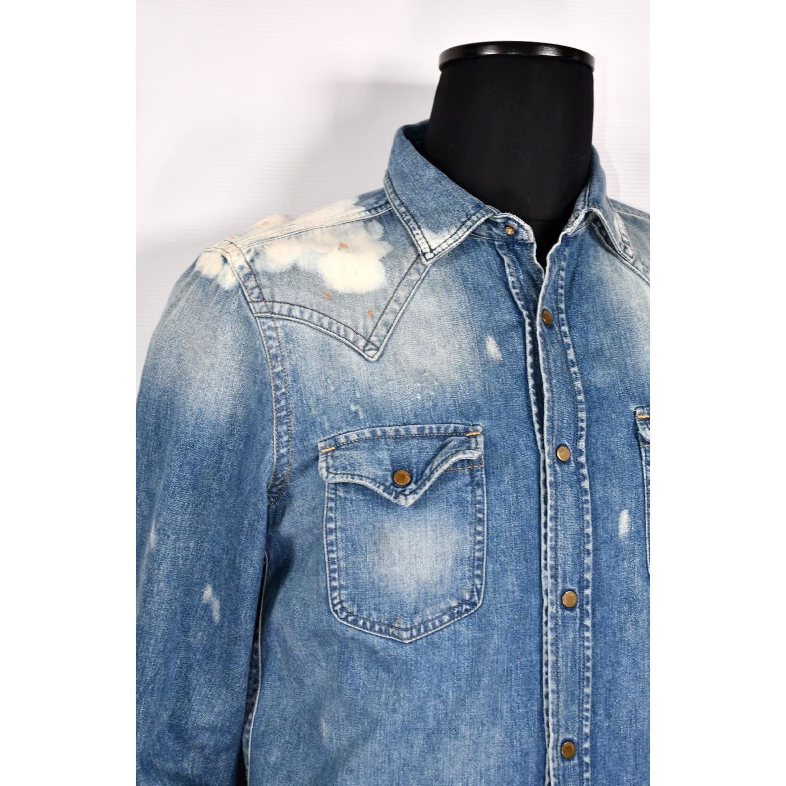Diesel Diesel Shirt Western Denim Snap Men's M Blue 100% Cotton Regular Size M Mens Vintage No Size US M / EU 48-50 / 2 - 6 Thumbnail