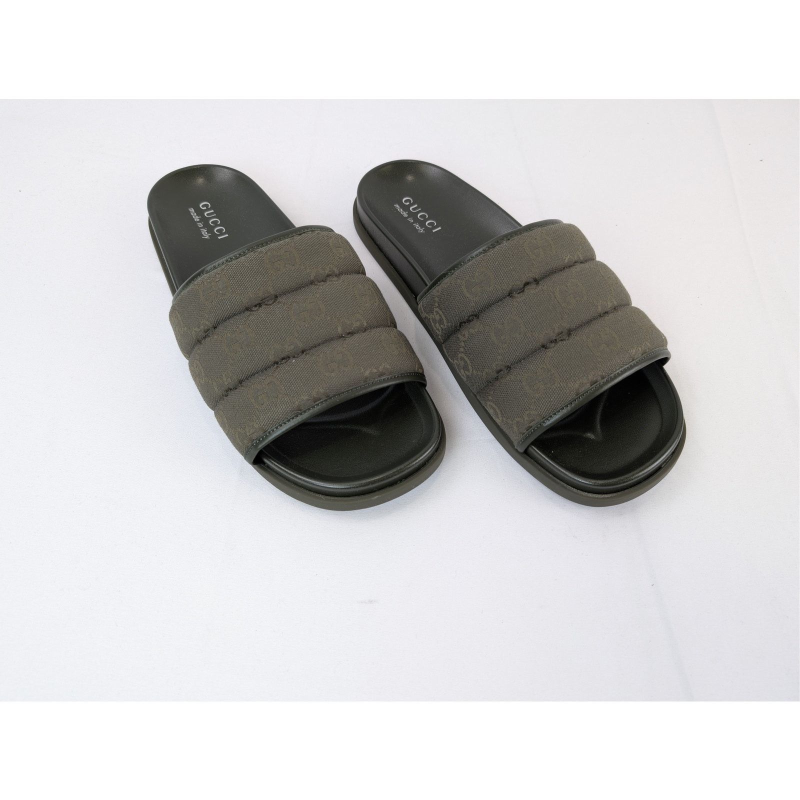 Gucci o1rshd1 Men's Padded mules with GG pattern Slippers in Olive Size US 9.5 / EU 42-43 - 6 Thumbnail