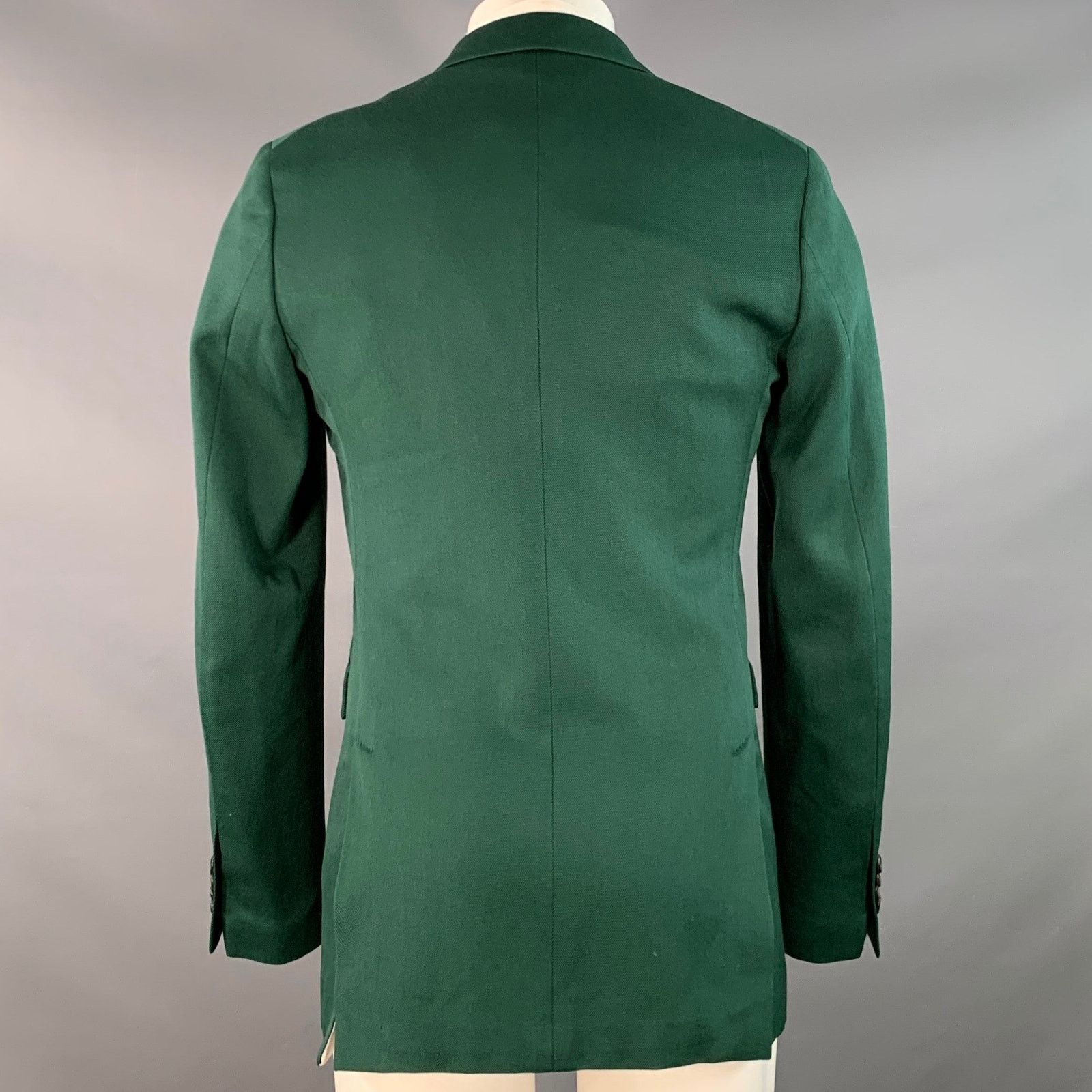 Calvin Klein 205W39NYC Green Wool Twill Double Breasted Peak Lapel Sport Coat Size 36R - 3 Thumbnail