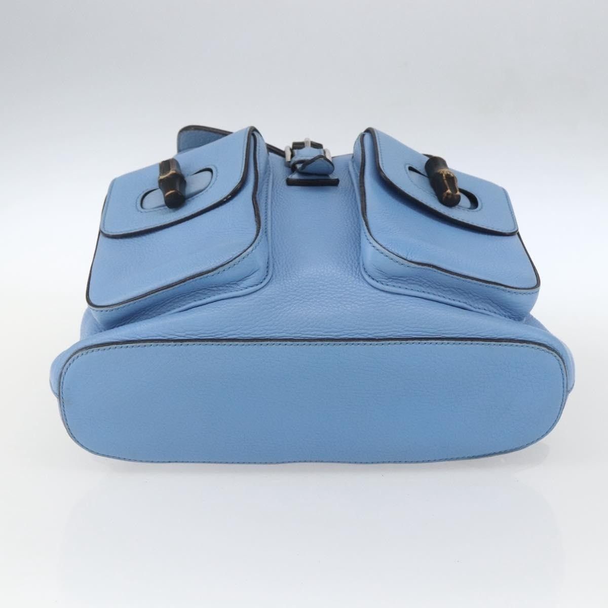 Gucci Gucci Bamboo Leather Backpack Light Blue Size ONE SIZE - 11 Thumbnail