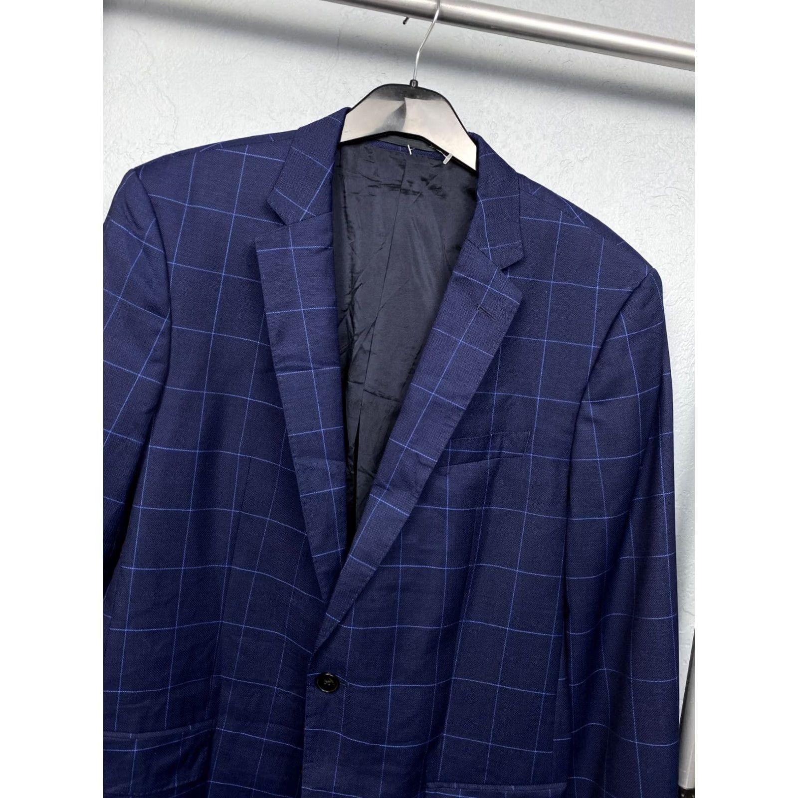 Hugo Boss HUGO BOSS Mens Wool Blazer Jacket L Blue Check Wool Blazer Mens L Blue Check Vintage: No Size 42R - 2 Thumbnail
