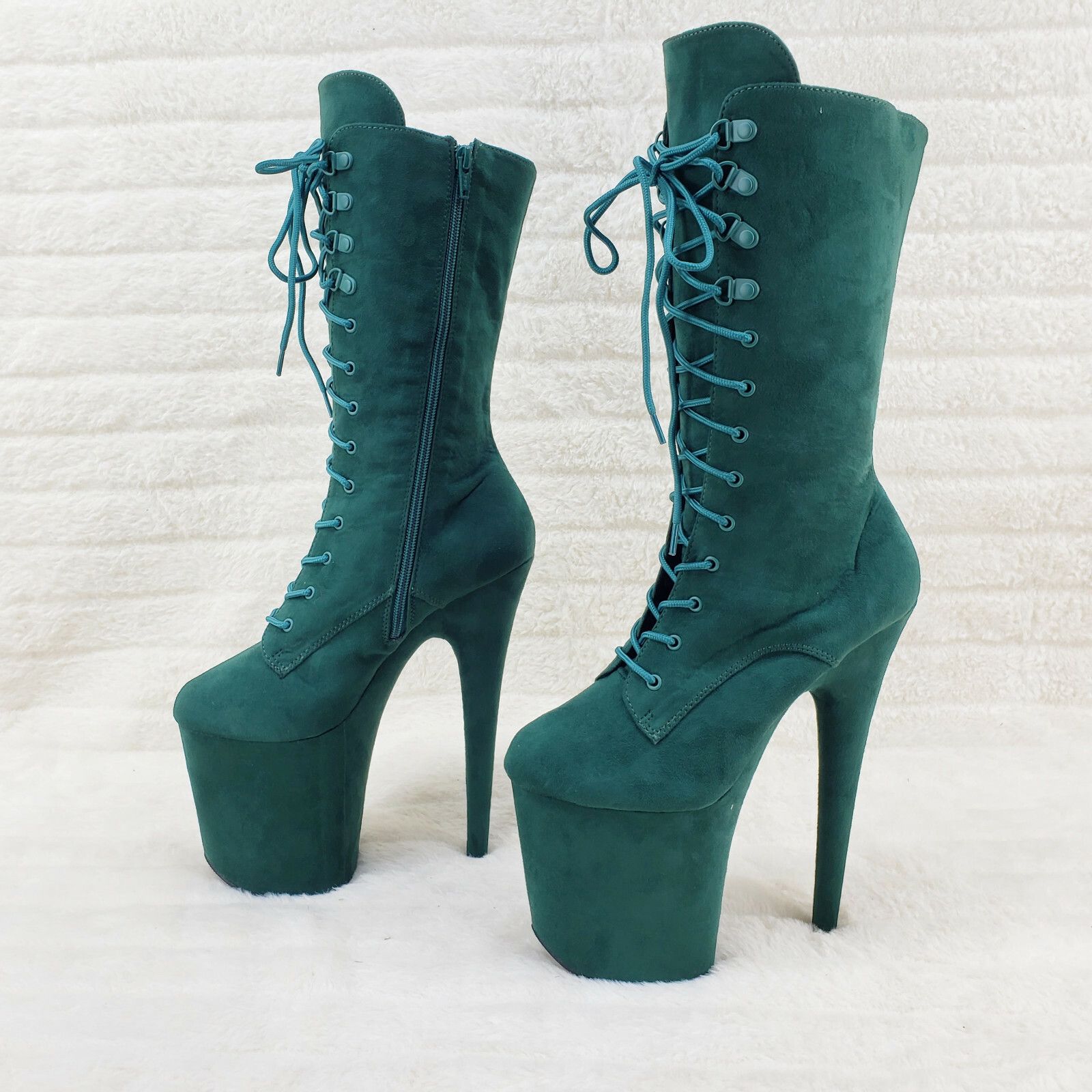 Other Flamingo 1050FS Emerald Green V-Suede 8" Heel Platform Mid C Size US 7 / IT 37 - 6 Thumbnail