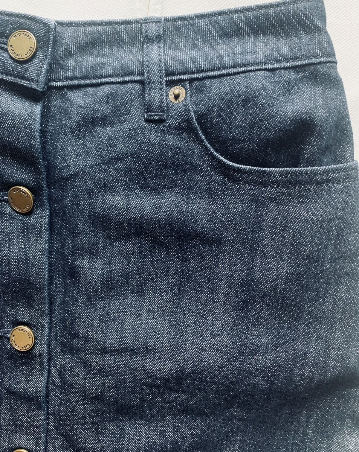 Michael Kors Michael Kors Dk Blue High Rise Button Down A Line Skirt 2 Size 26" / US 2 / IT 38 - 5 Thumbnail
