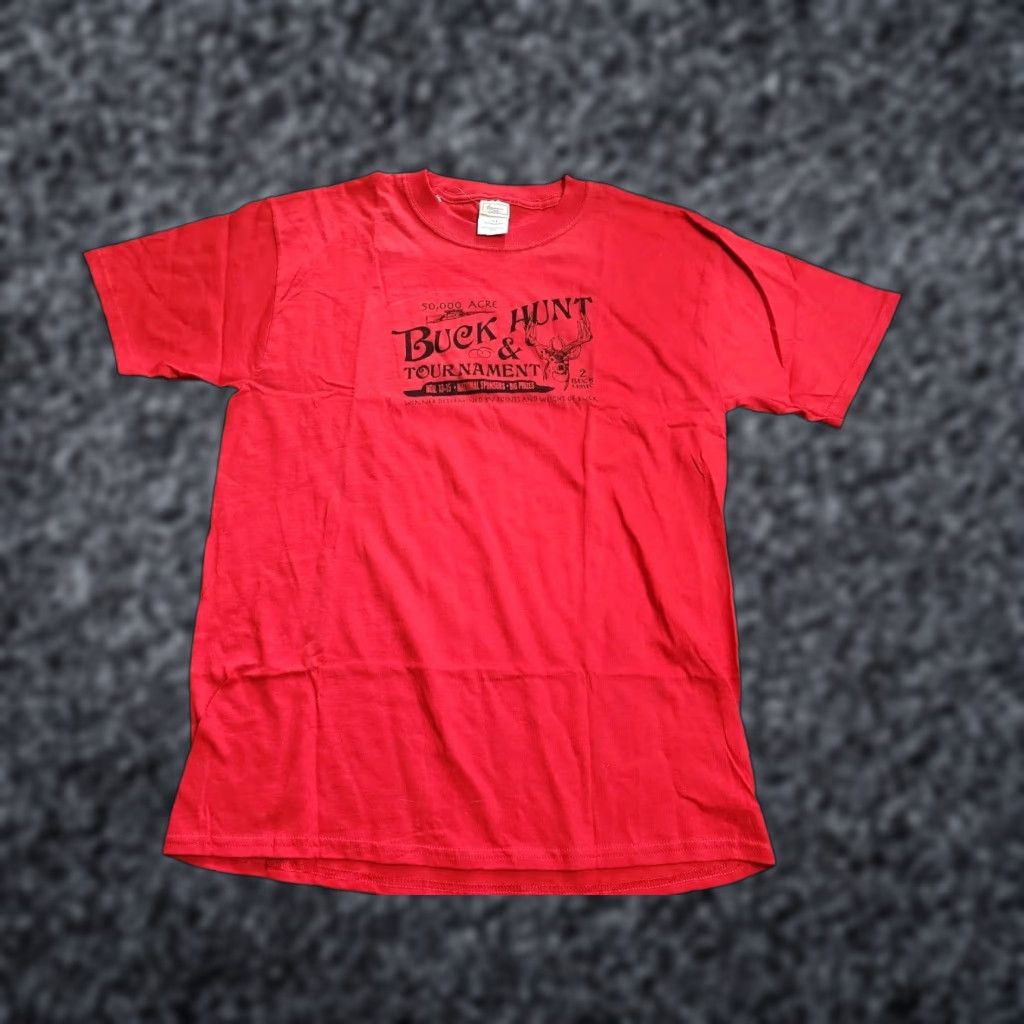 Hunter VINTAGE American Tradition Buck Commander Men's T-Shirt Short Sleeve Crew Neck Cotton Red Logo Americana 80s Size US L / EU 52-54 / 3 - 1 Thumbnail