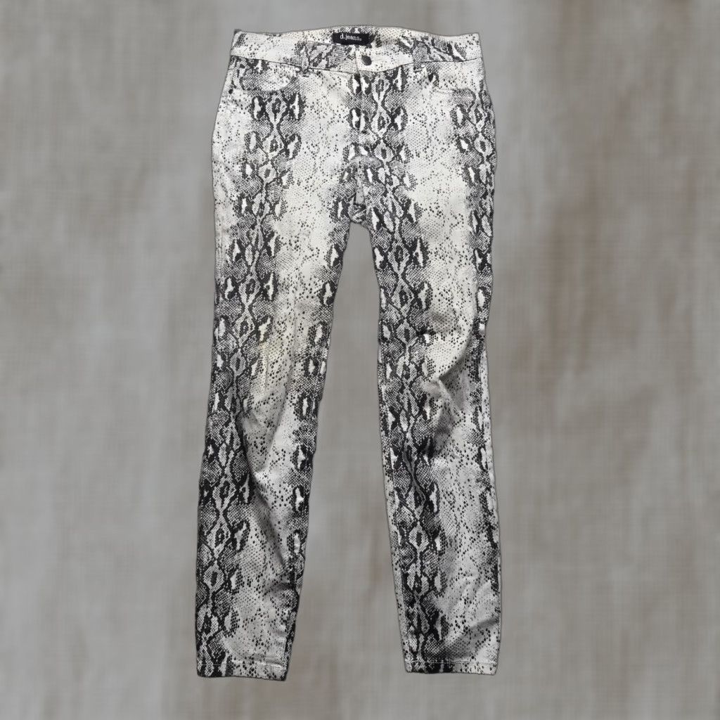 Vintage d.jeans Pants Women 6 White Snake Print High Waist Skinny Denim Stretch Casual Womens Size 28" / US 6 / IT 42 - 1 Thumbnail